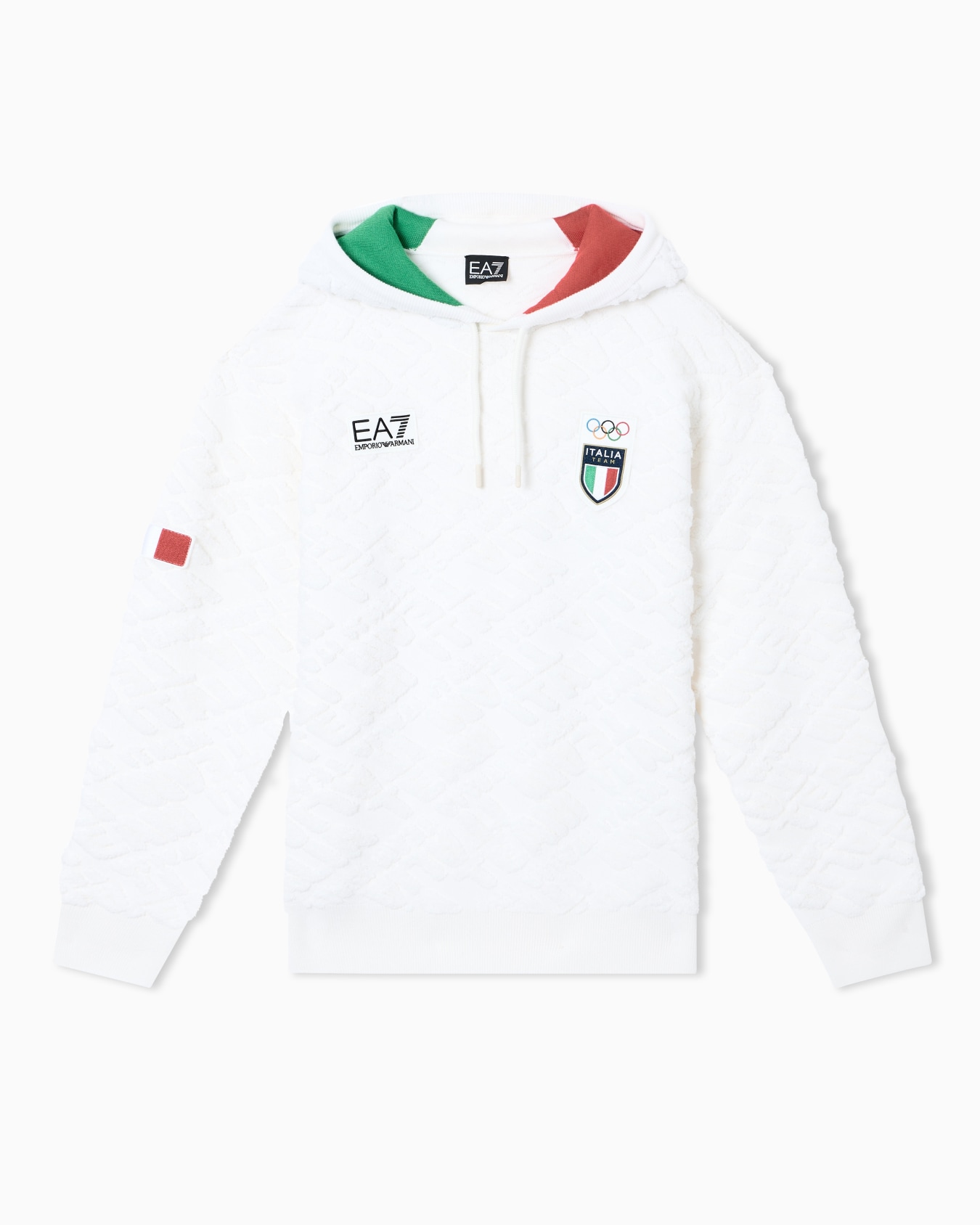 Italia Team Milano Cortina 2026 Felpa con cappuccio e stampa "ITALIA TEAM" embossed all over Slide 0