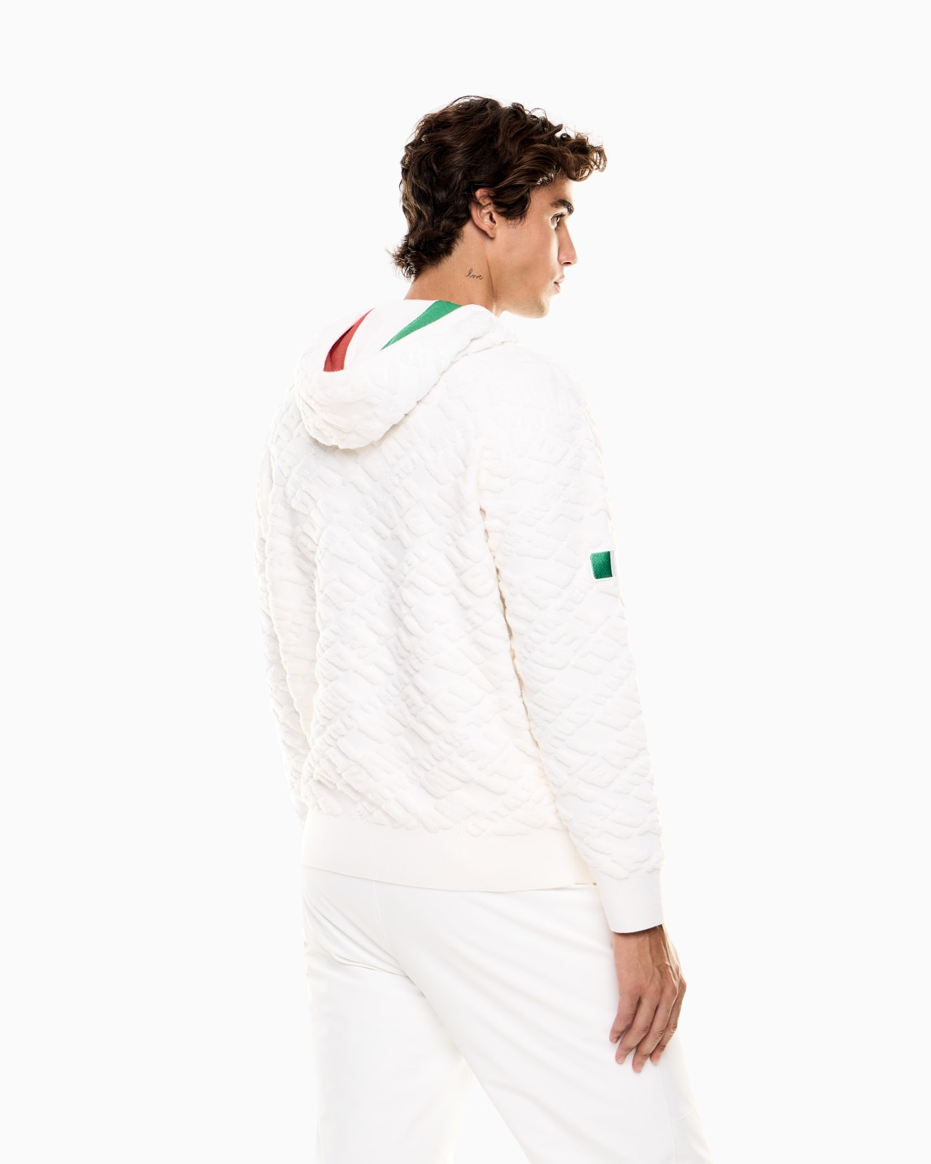 Hooded sweatshirt with all-over embossed “ITALIA TEAM” print Slide 2