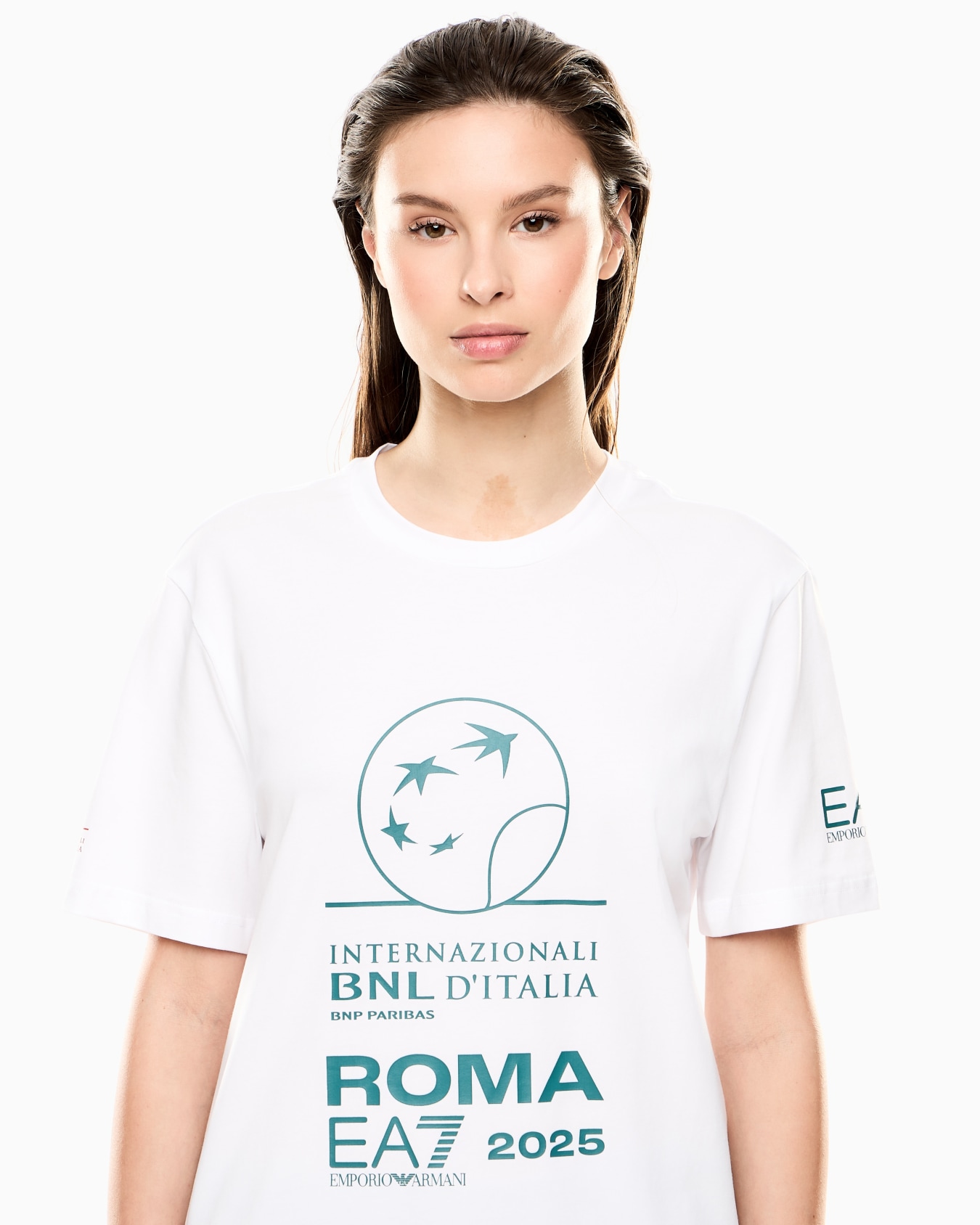 Italian Open stretch-cotton, crew-neck T-shirt with oversized print  Slide 5