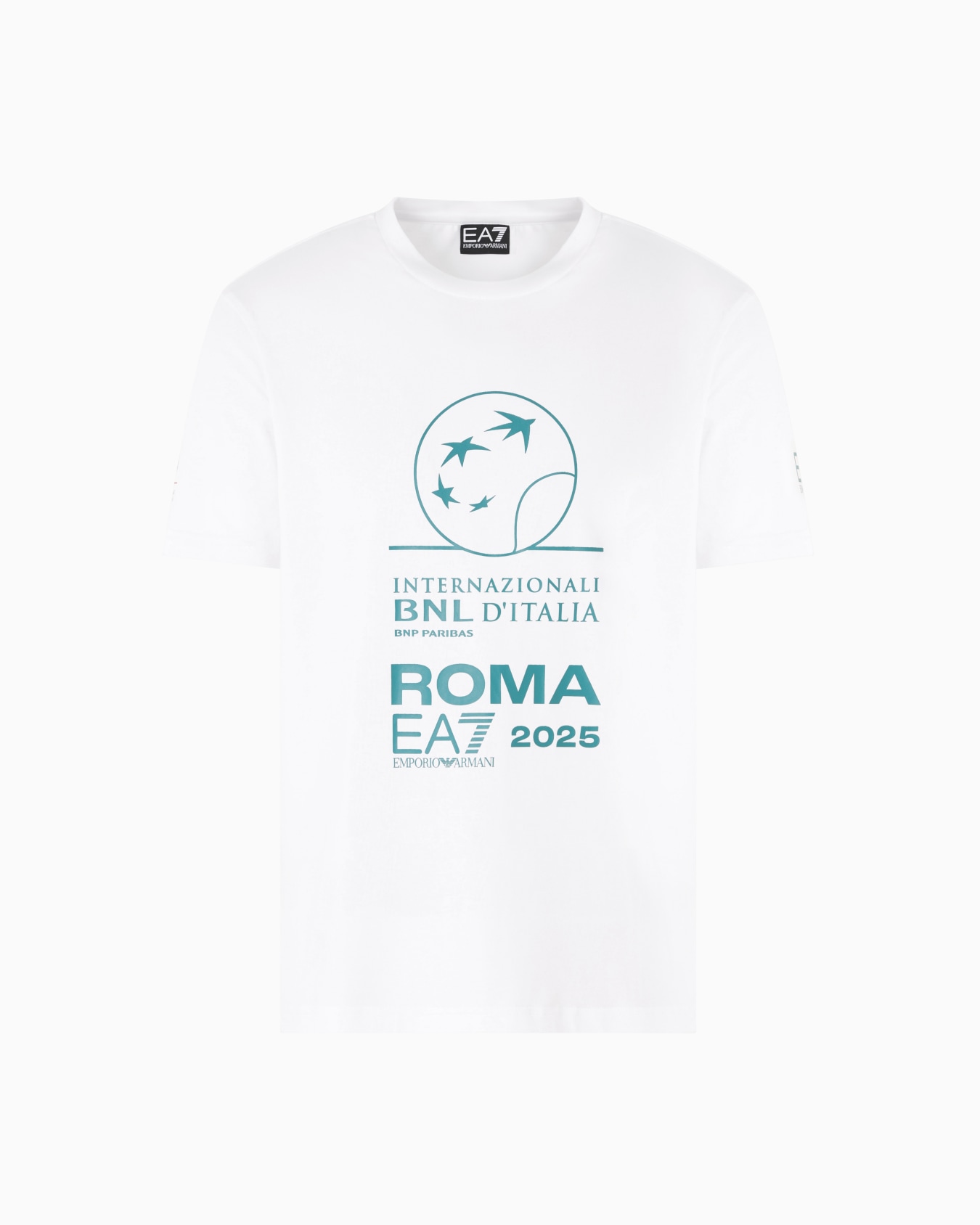 Italian Open stretch-cotton, crew-neck T-shirt with oversized print  Slide 0