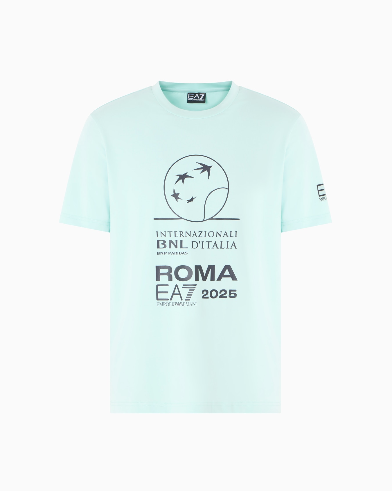 Italian Open stretch-cotton, crew-neck T-shirt with oversized print  Slide 0