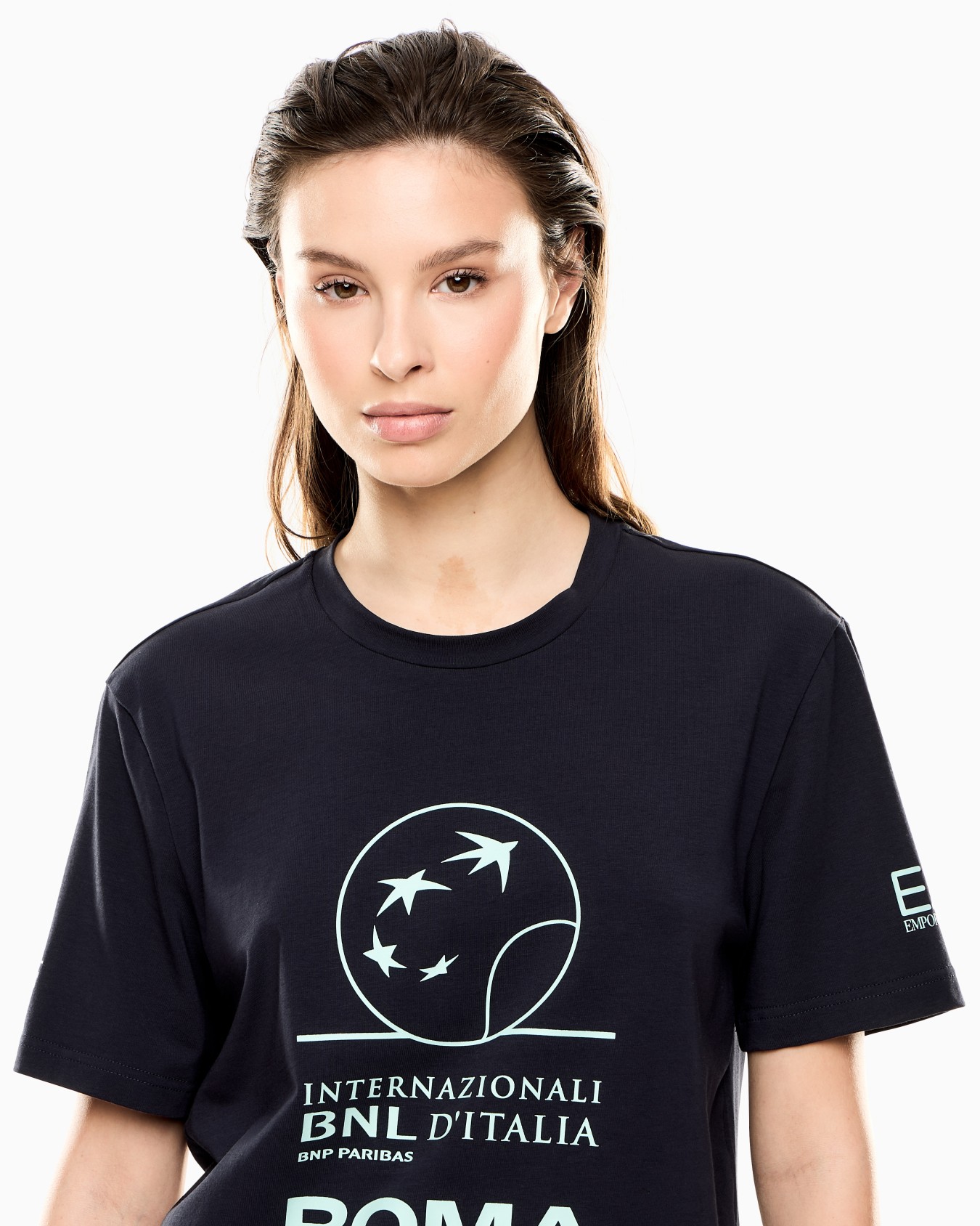 Italian Open stretch-cotton, crew-neck T-shirt with oversized print  Slide 5