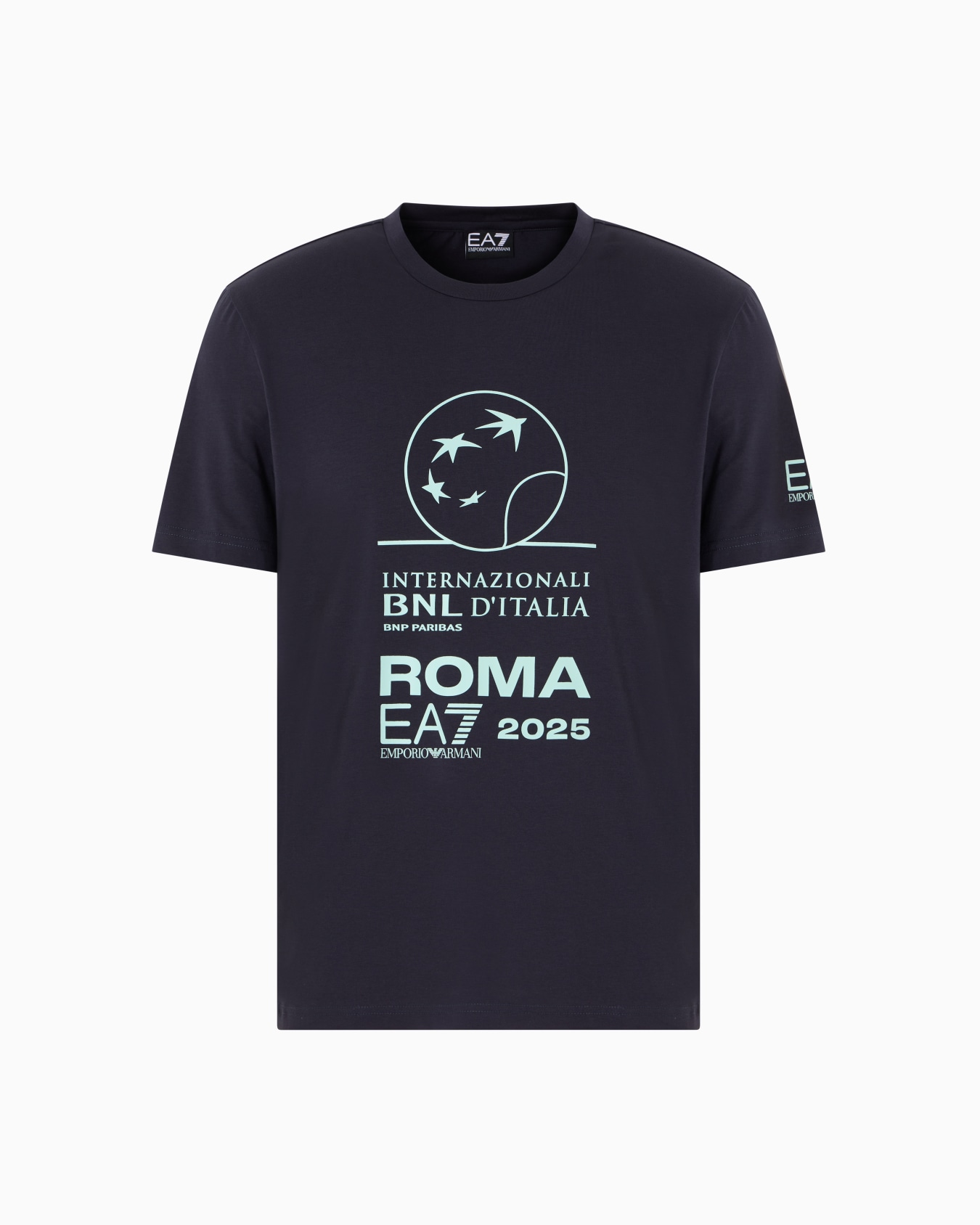 Italian Open stretch-cotton, crew-neck T-shirt with oversized print  Slide 0