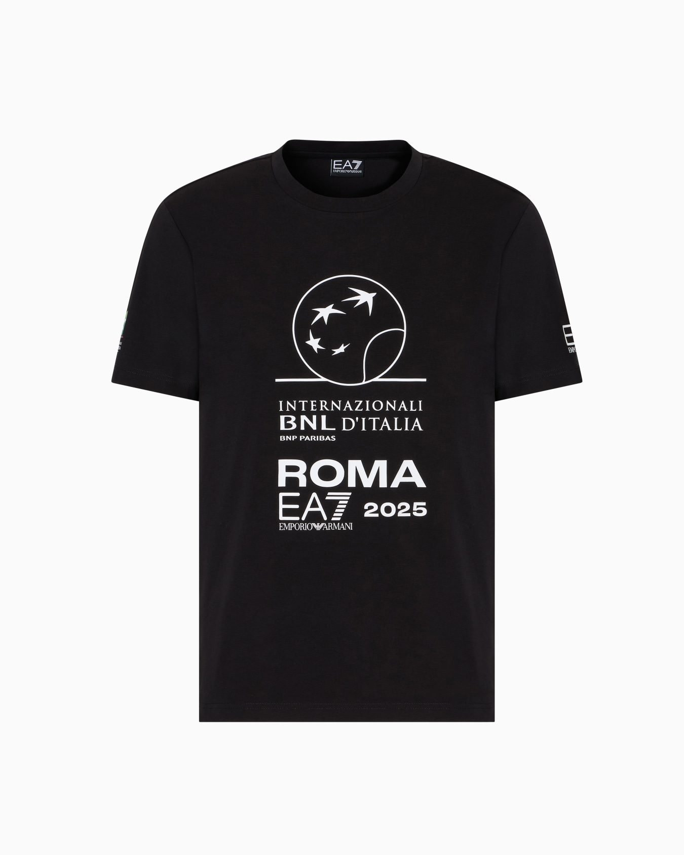 Italian Open stretch-cotton, crew-neck T-shirt with oversized print  Slide 0