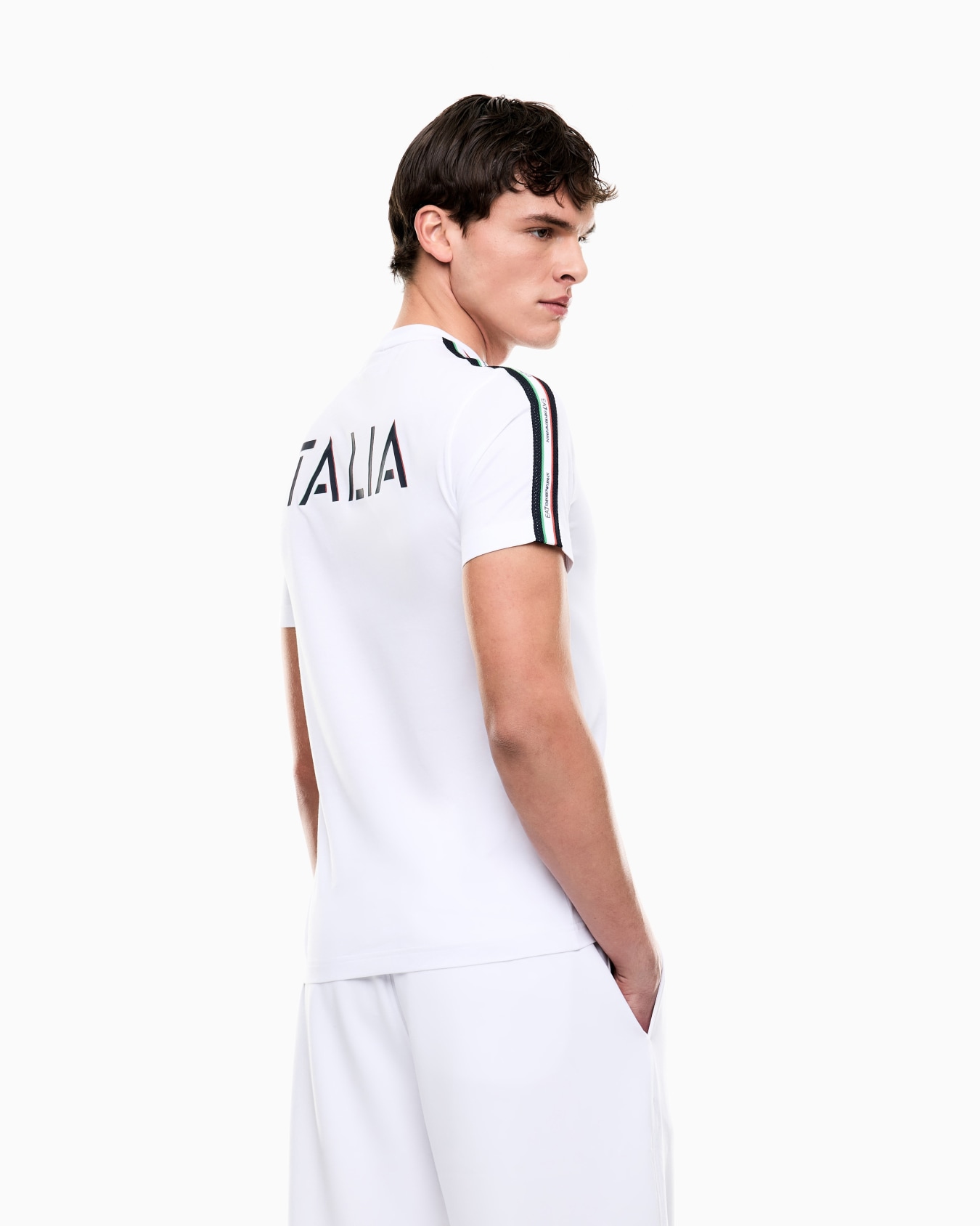 Camiseta de cuello redondo en punto de algodón Italian Spirit Diapositiva 6