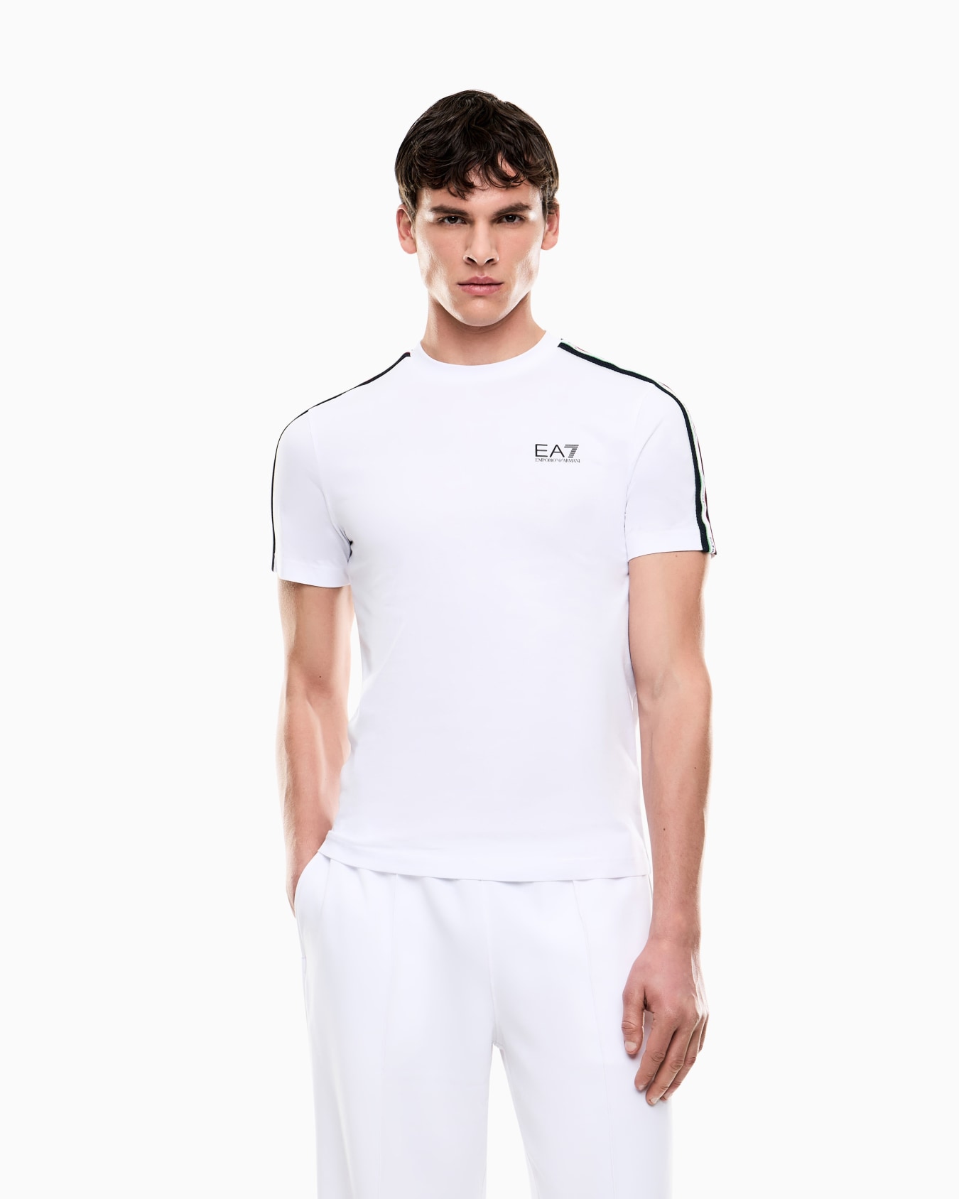 Camiseta de cuello redondo en punto de algodón Italian Spirit Diapositiva 4