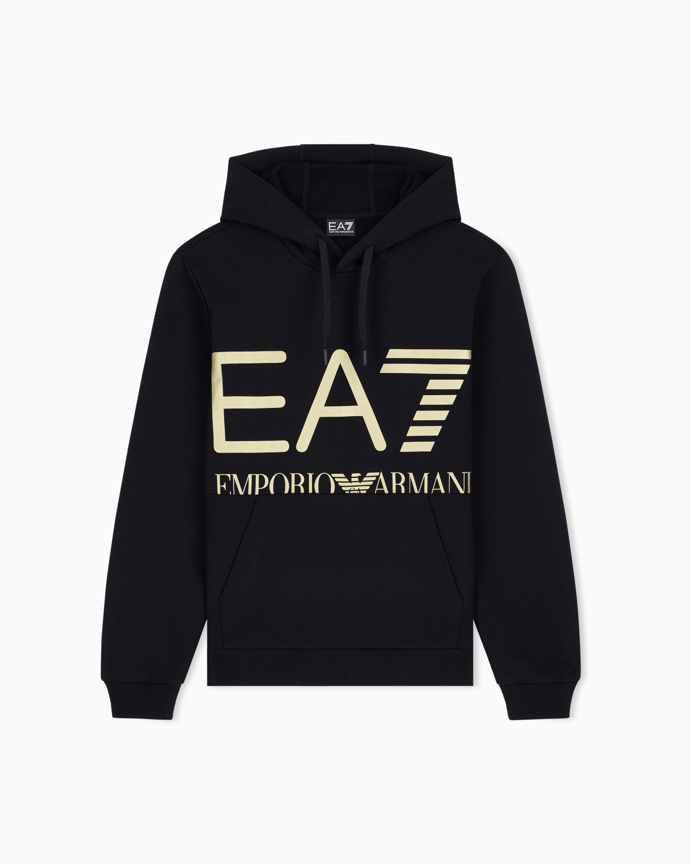 Regular fit hoodie Logo Series in cotton with ribbed details Slide 0