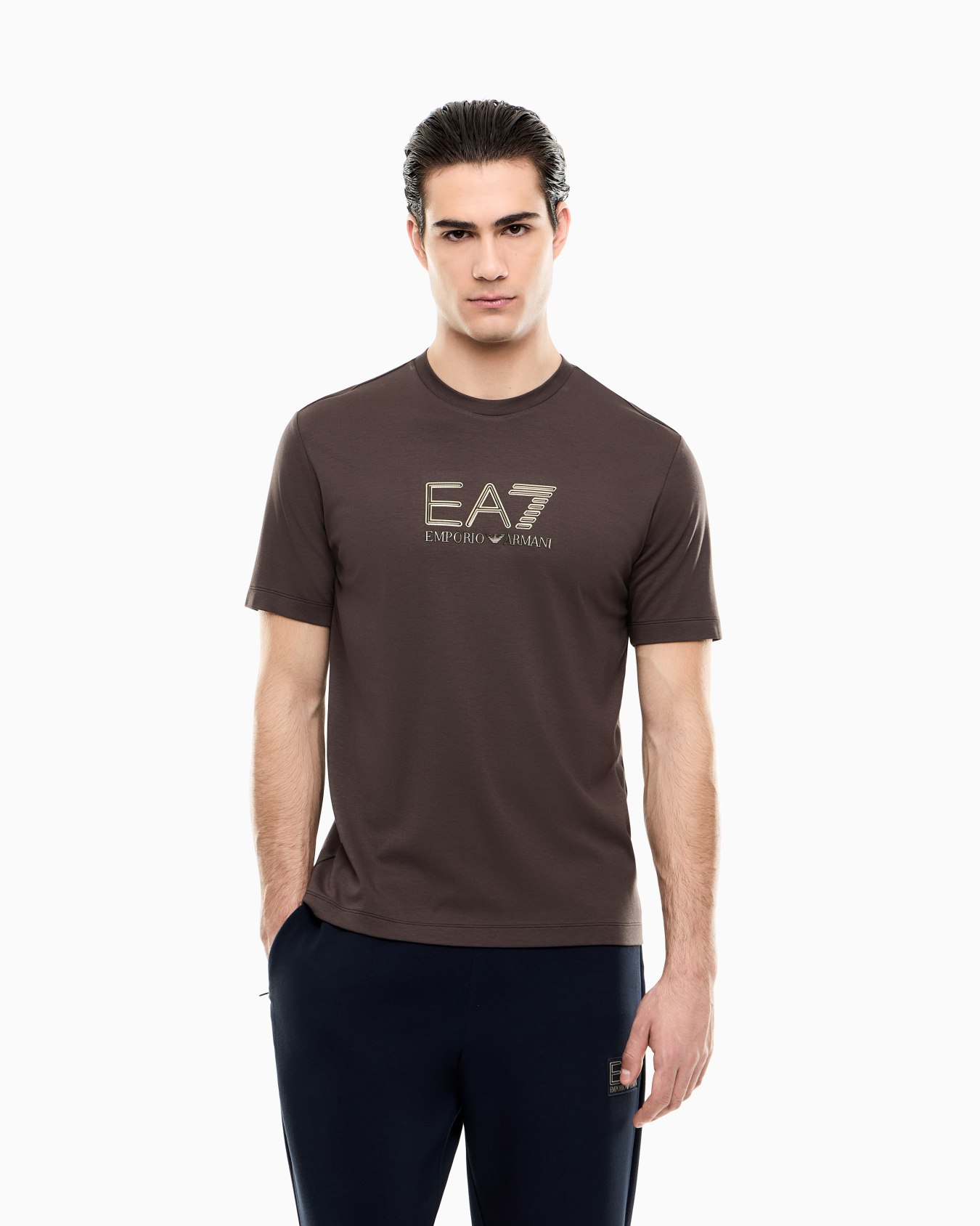 Regular fit t-shirt Premium Label in viscose with logo Slide 3