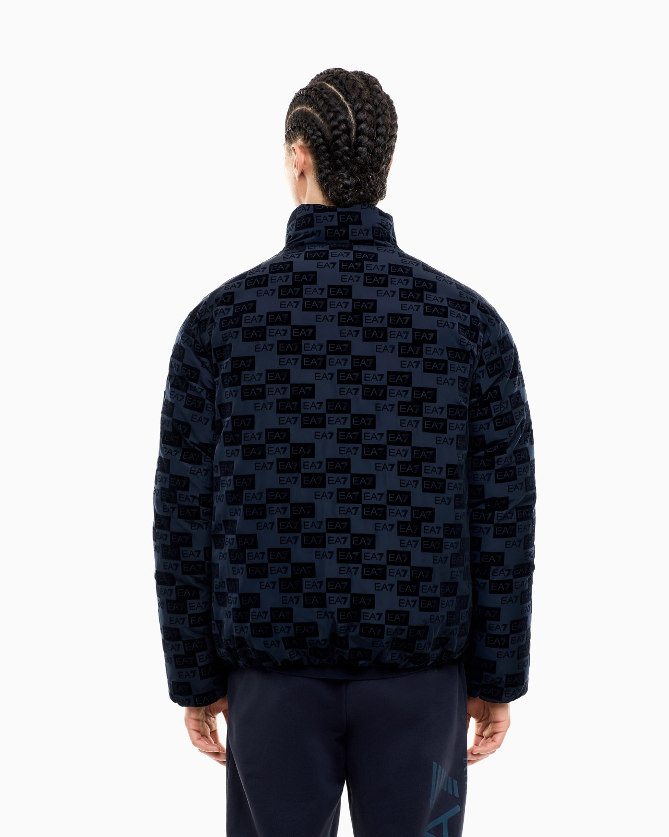 Oversized hooded bomber jacket with velvet monogram Slide 5