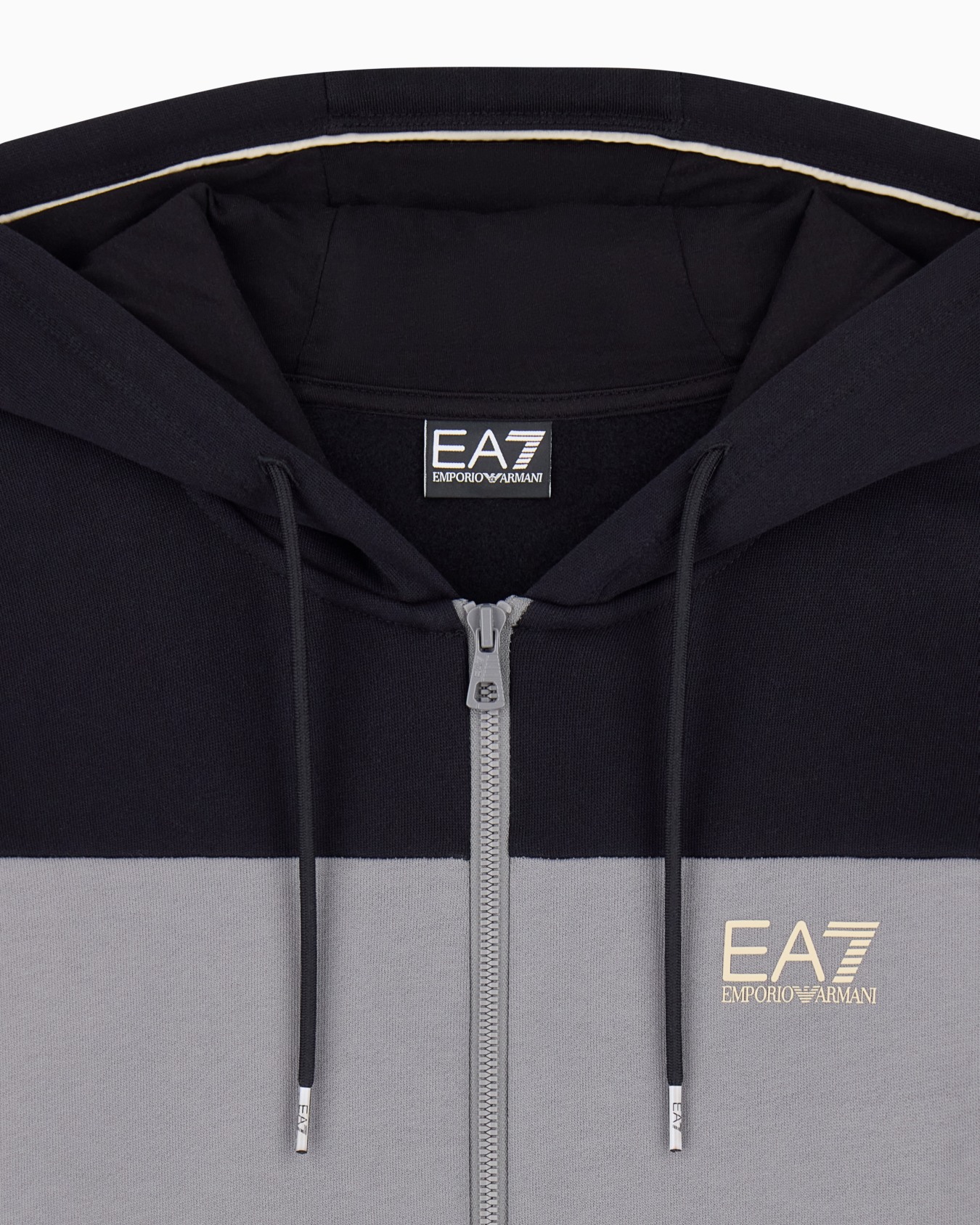Regular fit jersey hoodie in cotton with full zip Slide 4