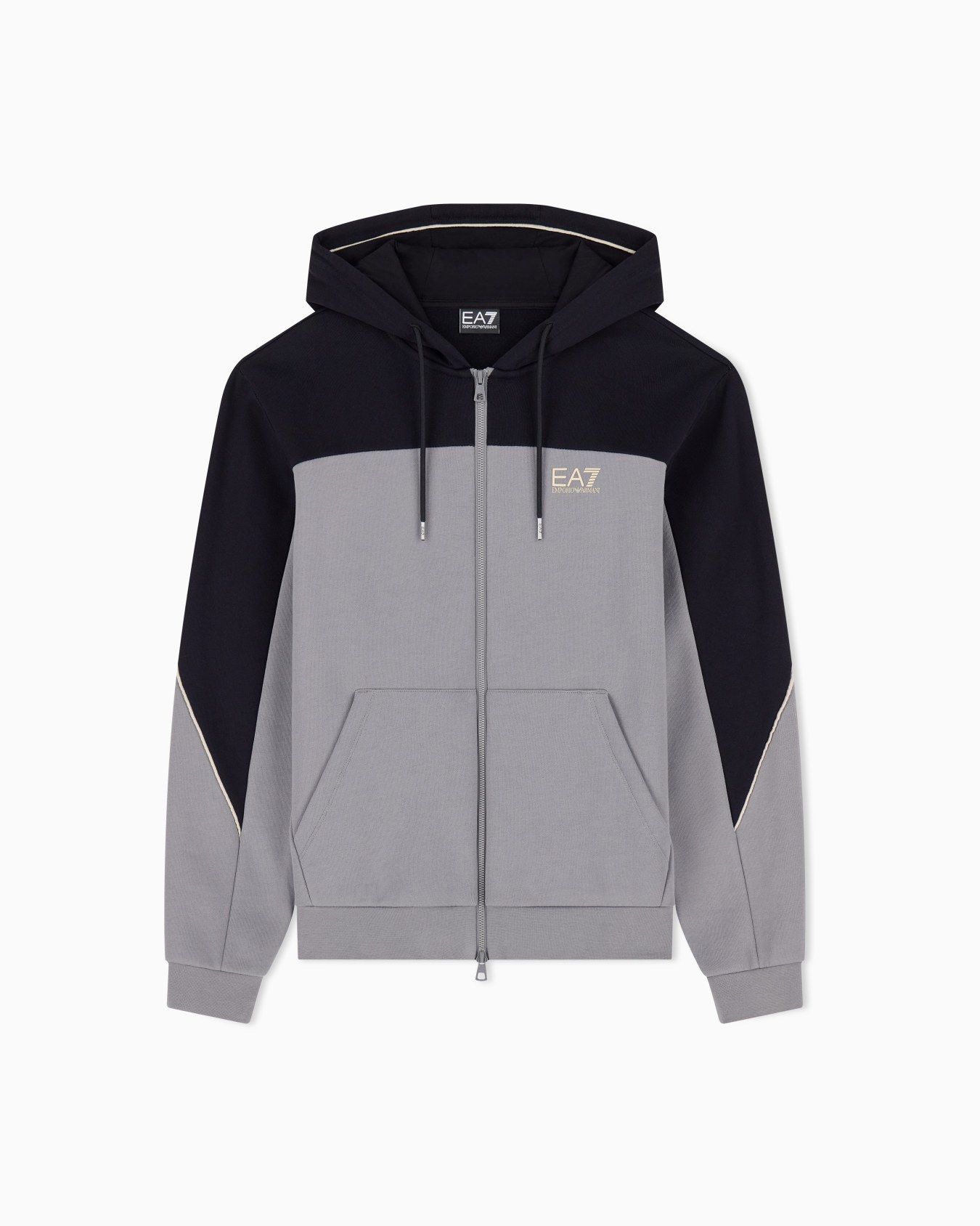 Regular fit jersey hoodie in cotton with full zip Slide 0
