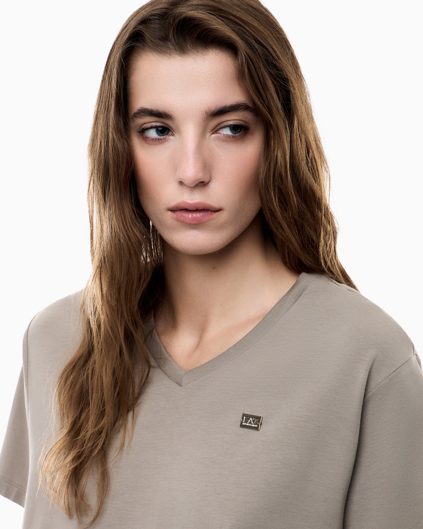 Core Lady stretch cotton jersey V-neck T-shirt Slide 4