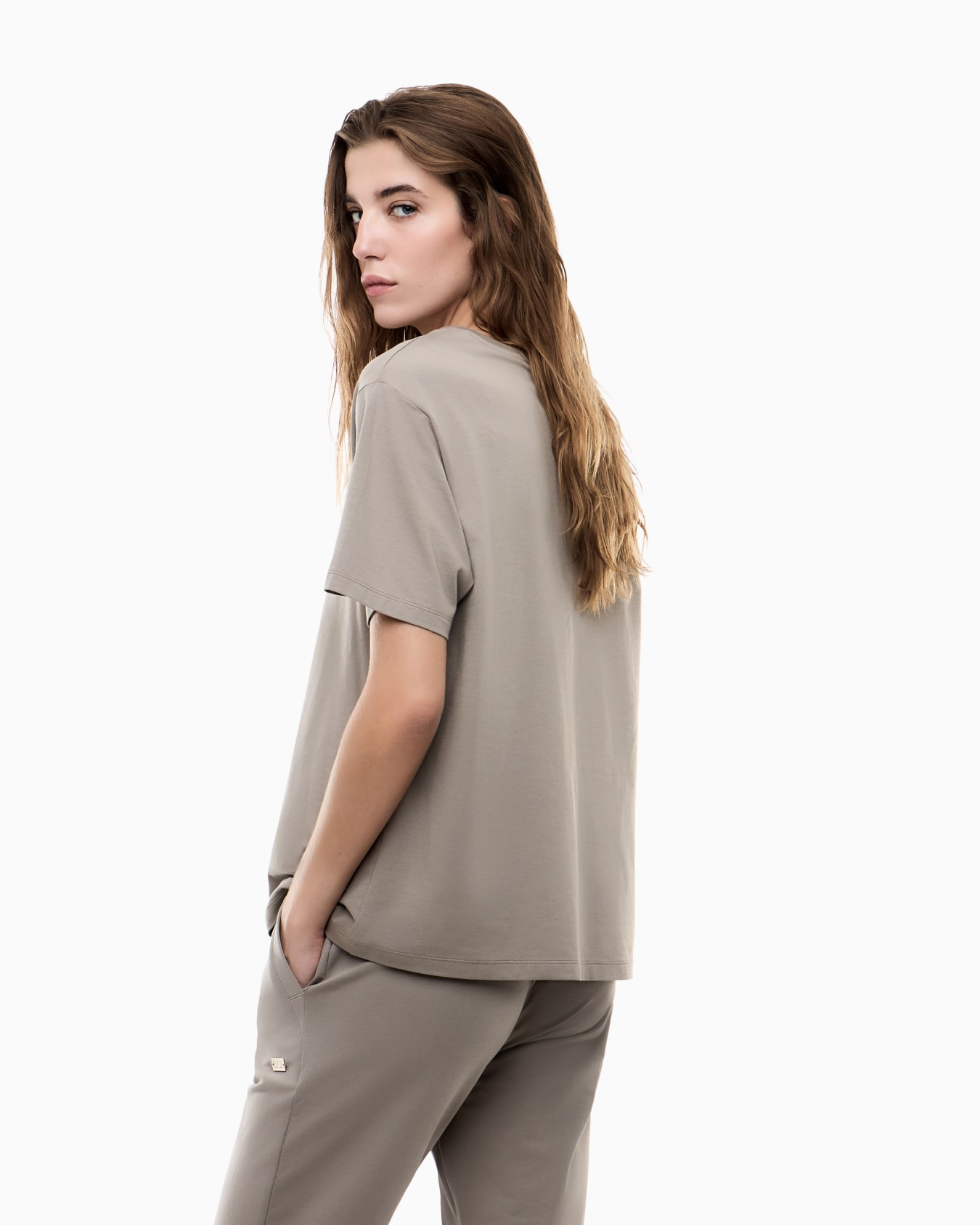 Core Lady stretch cotton jersey V-neck T-shirt Slide 2