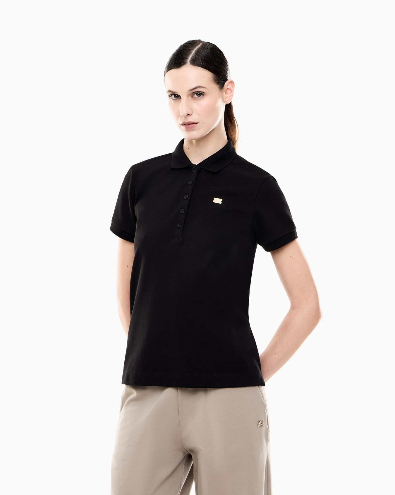 Core Lady stretch-cotton jersey polo shirt Slide 3