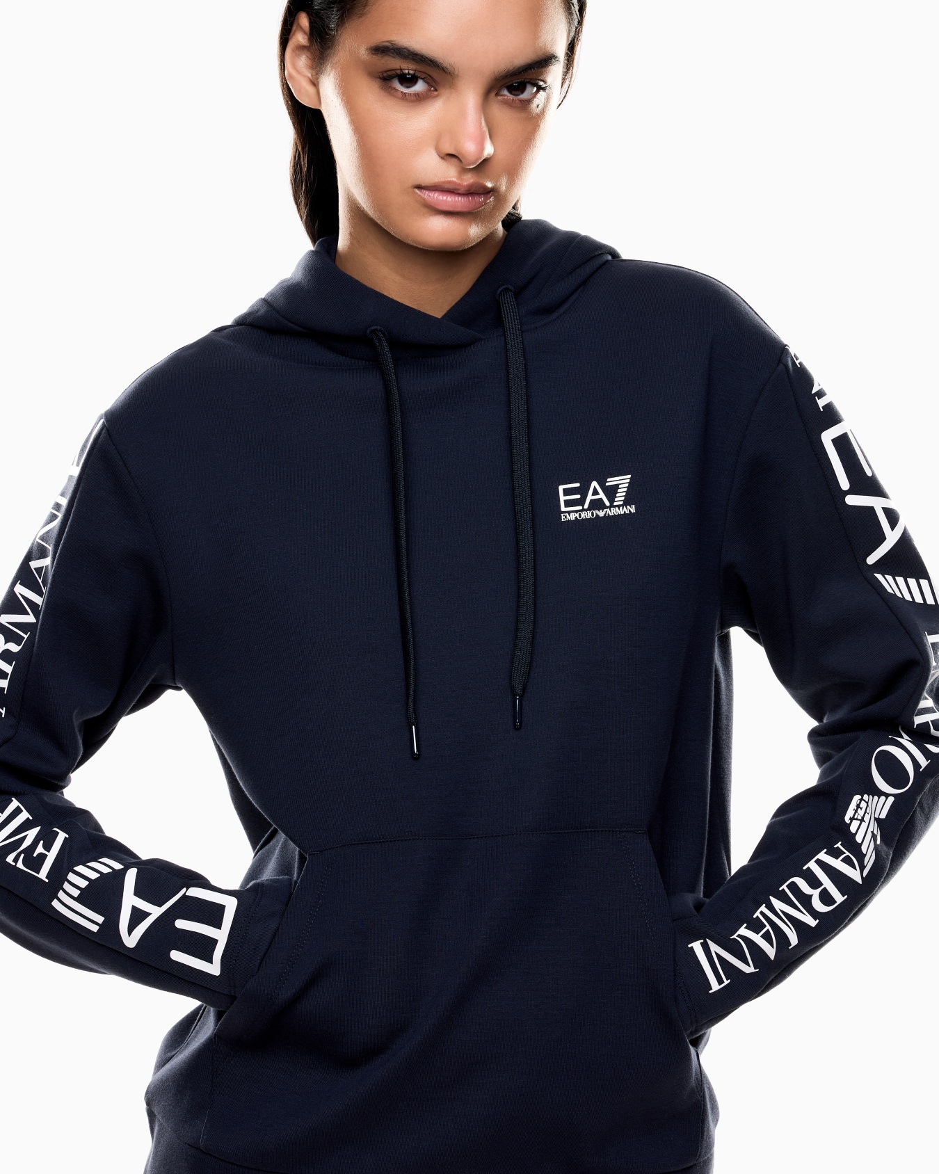 Stretch cotton-jersey tracksuit with logo Slide 3