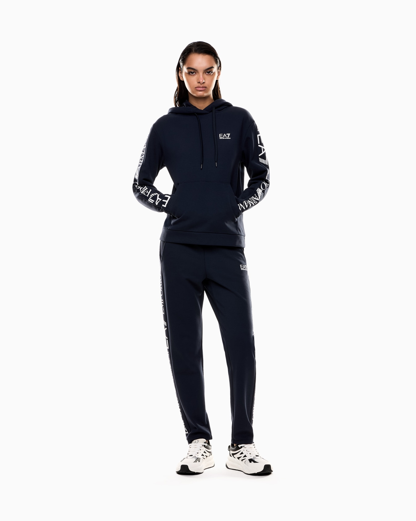 Stretch cotton-jersey tracksuit with logo Slide 1