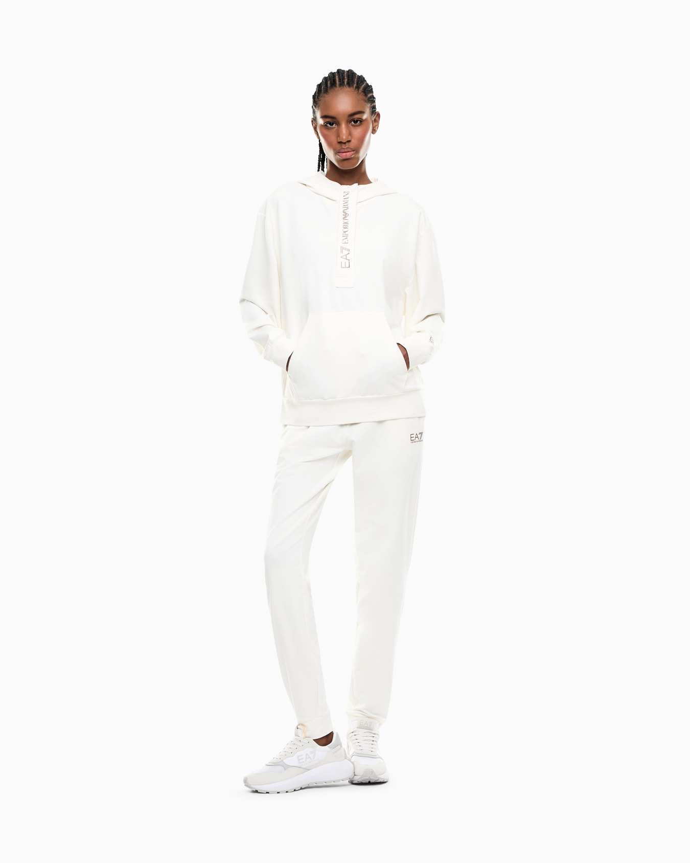 Stretch cotton jersey hooded tracksuit Slide 1