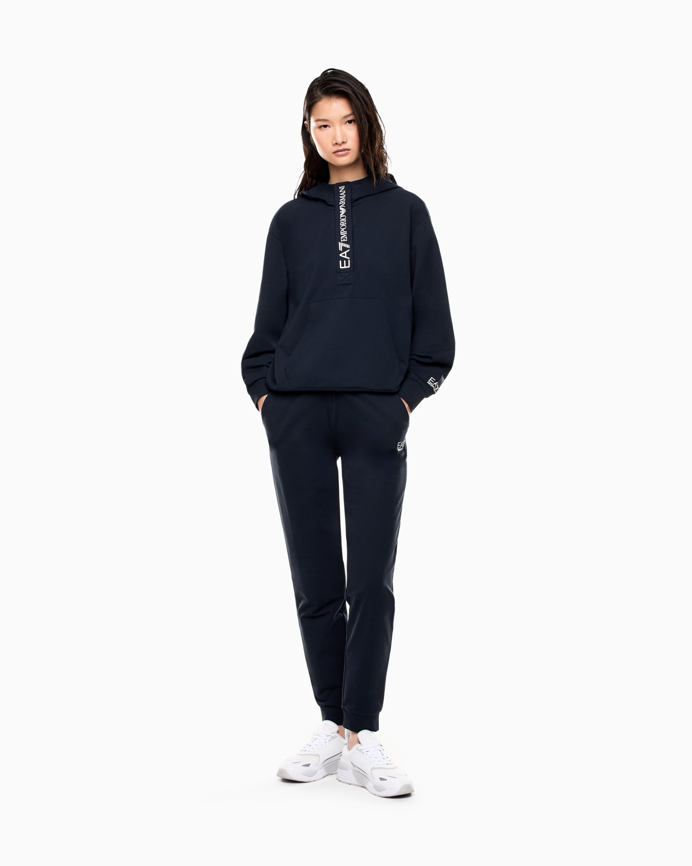 Stretch cotton jersey hooded tracksuit Slide 1
