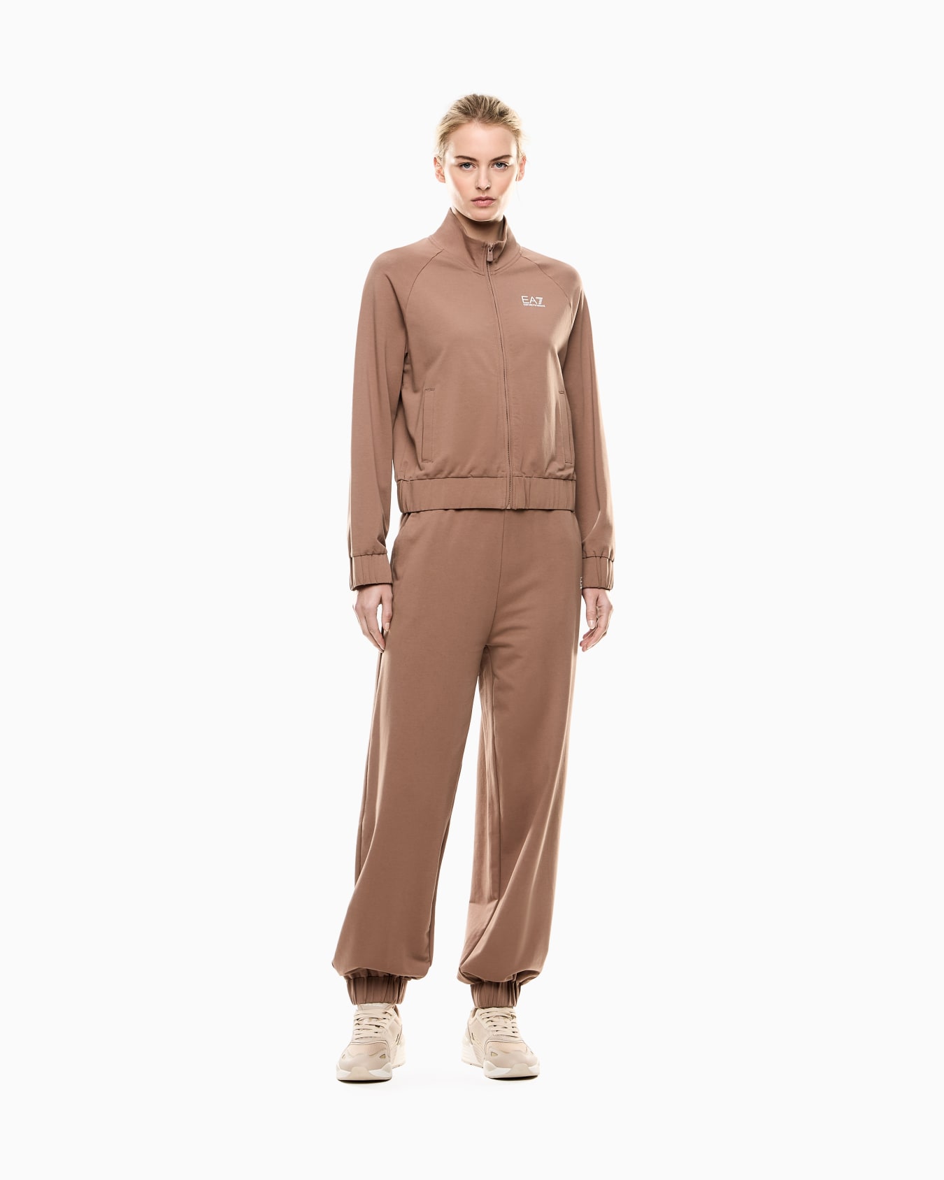 Stretch cotton-blend tracksuit with logo Slide 1