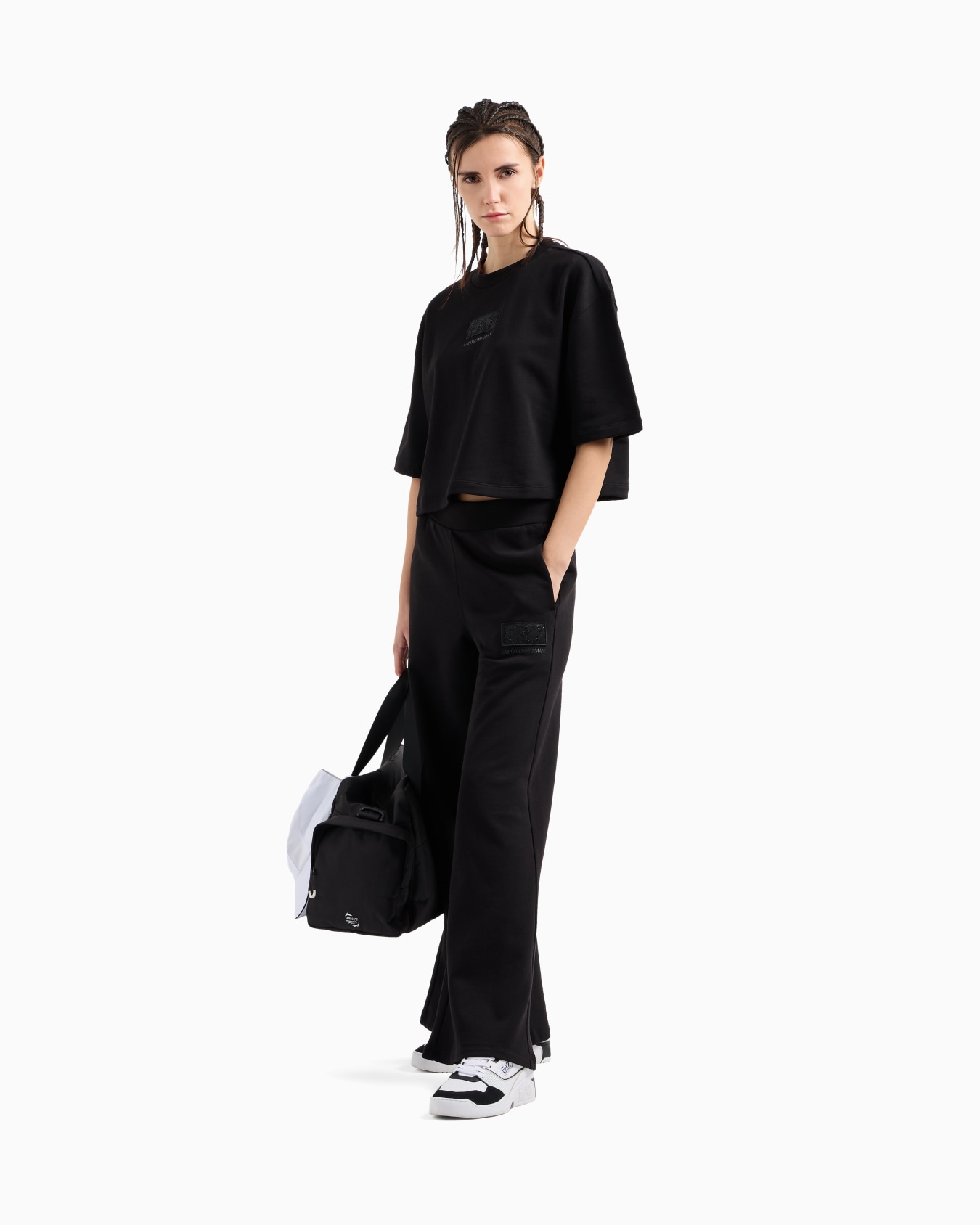 Logo Series cotton-blend cropped T-shirt Slide 1