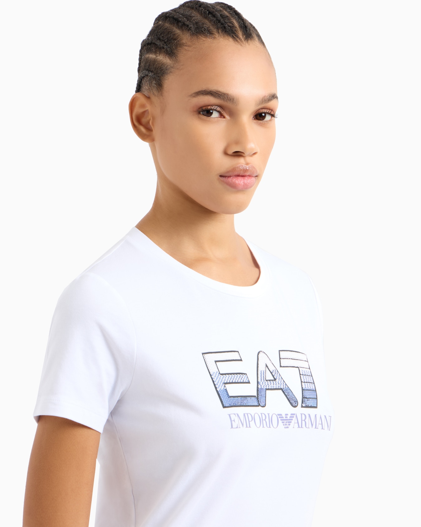 Logo Series stretch-cotton crew-neck T-shirt with sequin logo Slide 4