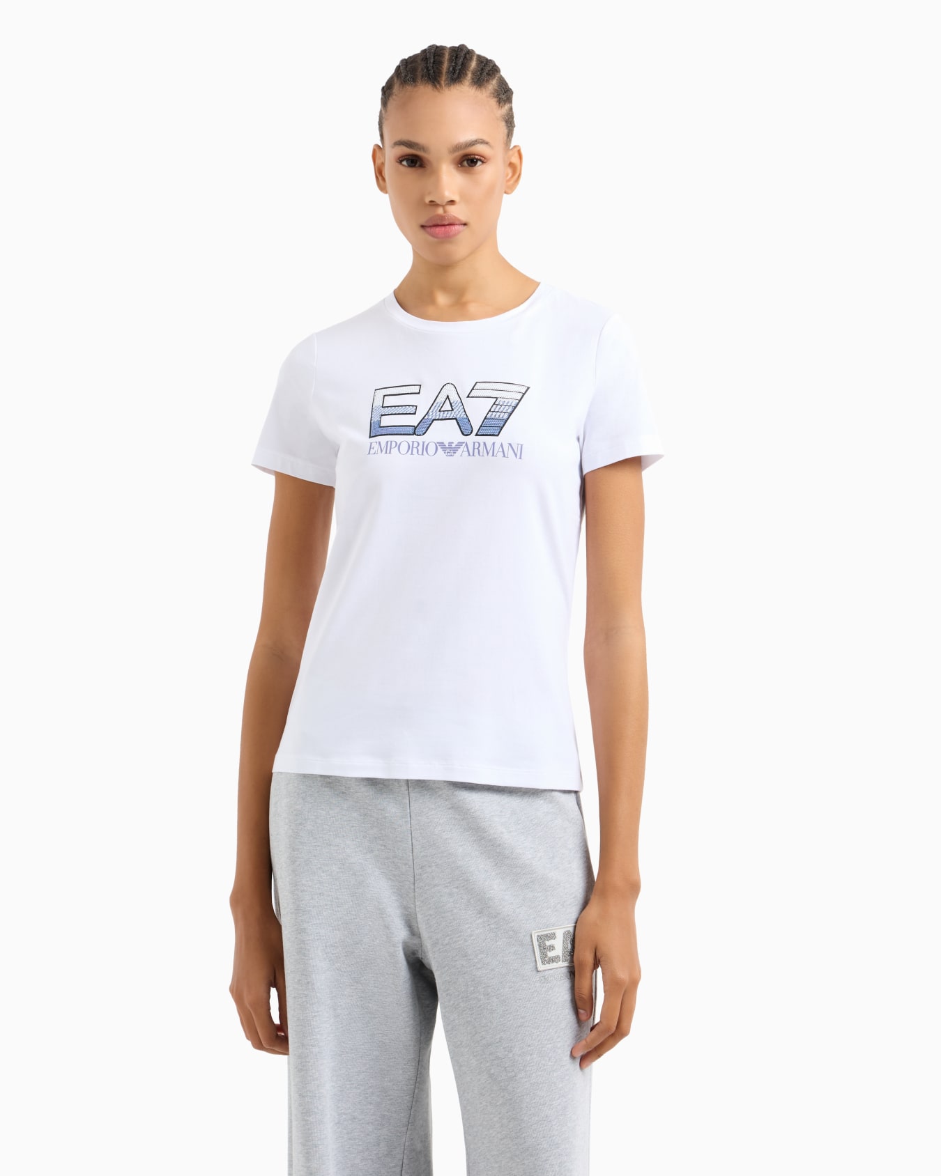 Logo Series stretch-cotton crew-neck T-shirt with sequin logo Slide 3