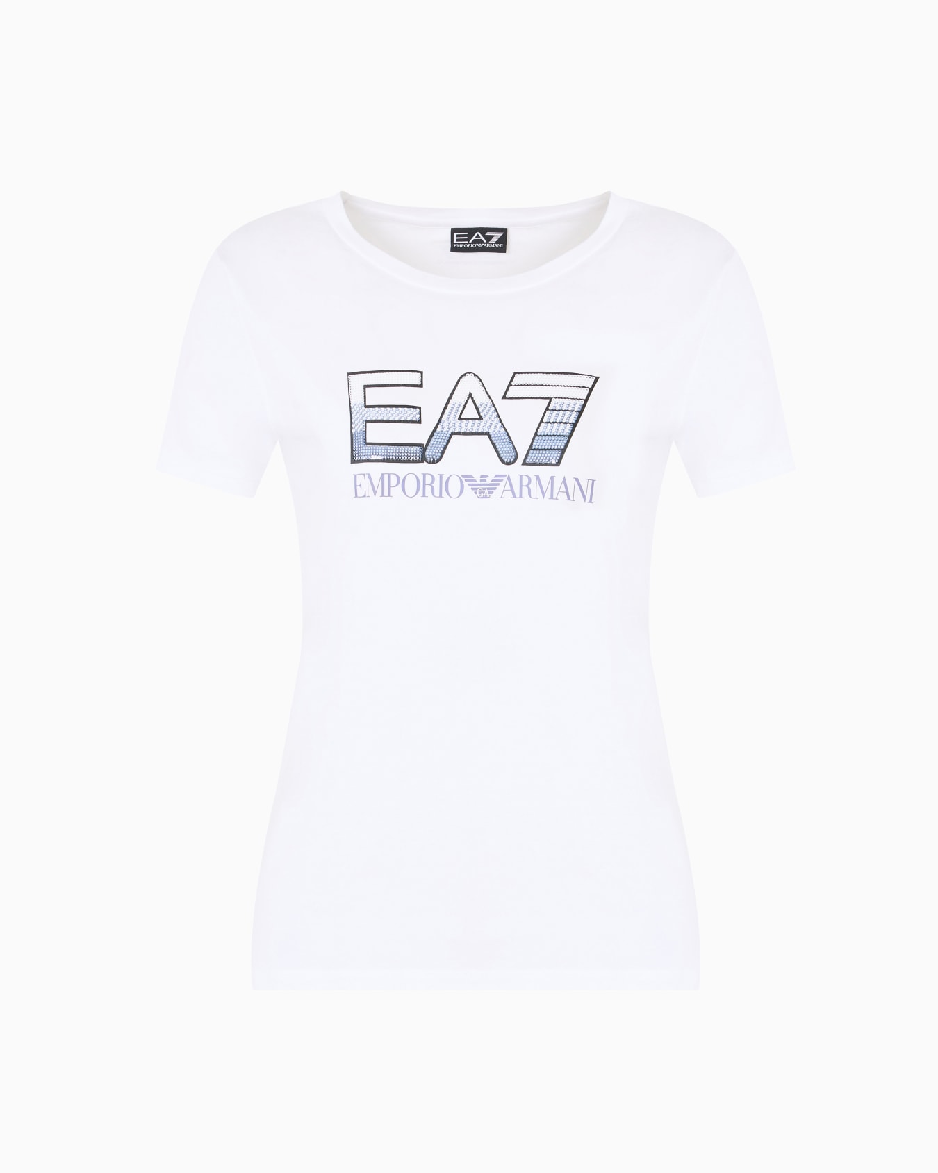 Logo Series stretch-cotton crew-neck T-shirt with sequin logo Slide 0