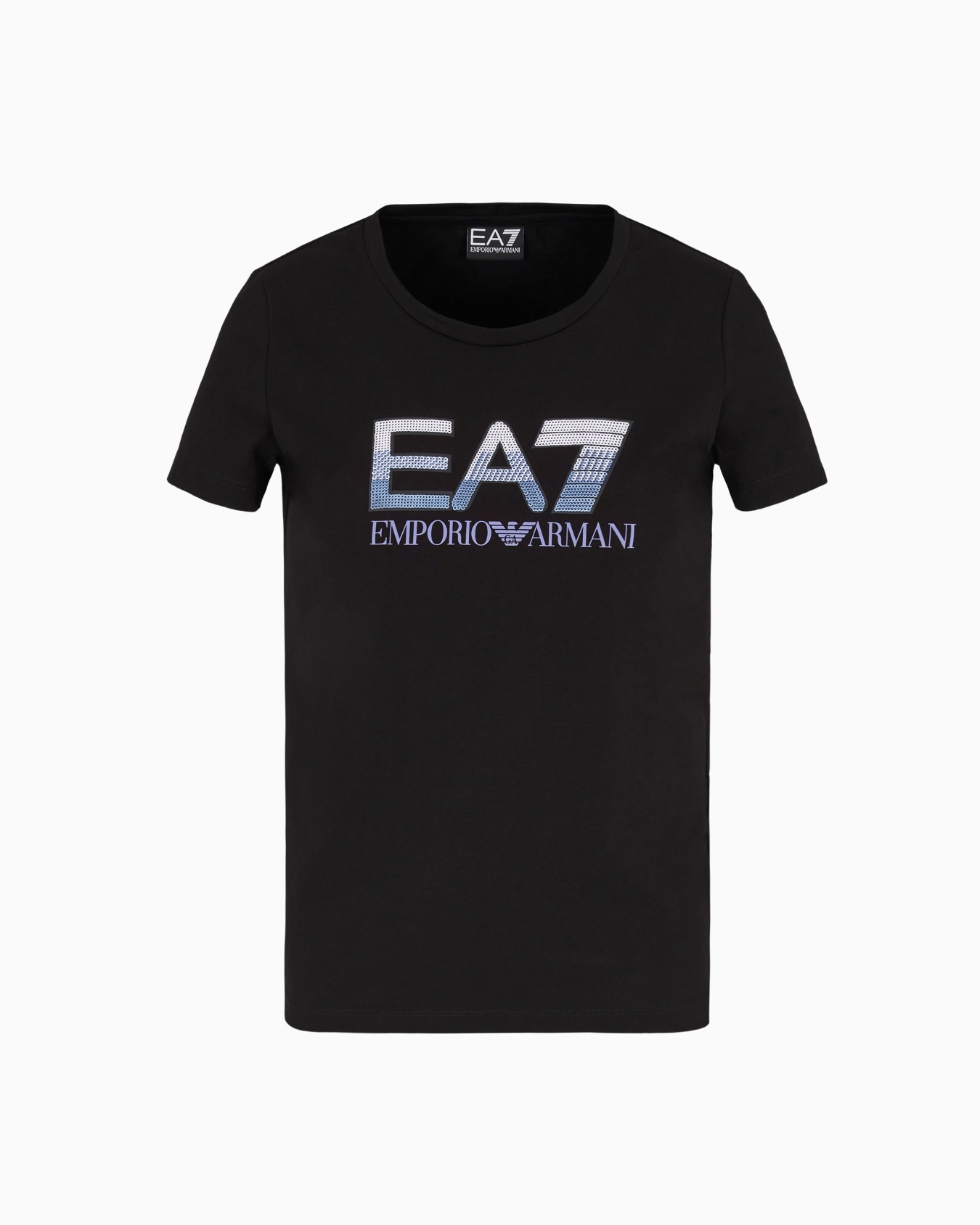 Logo Series T-Shirt mit Rundhalsausschnitt und Logo-Pailletten, gefertigt aus Baumwollstretch Folie 0