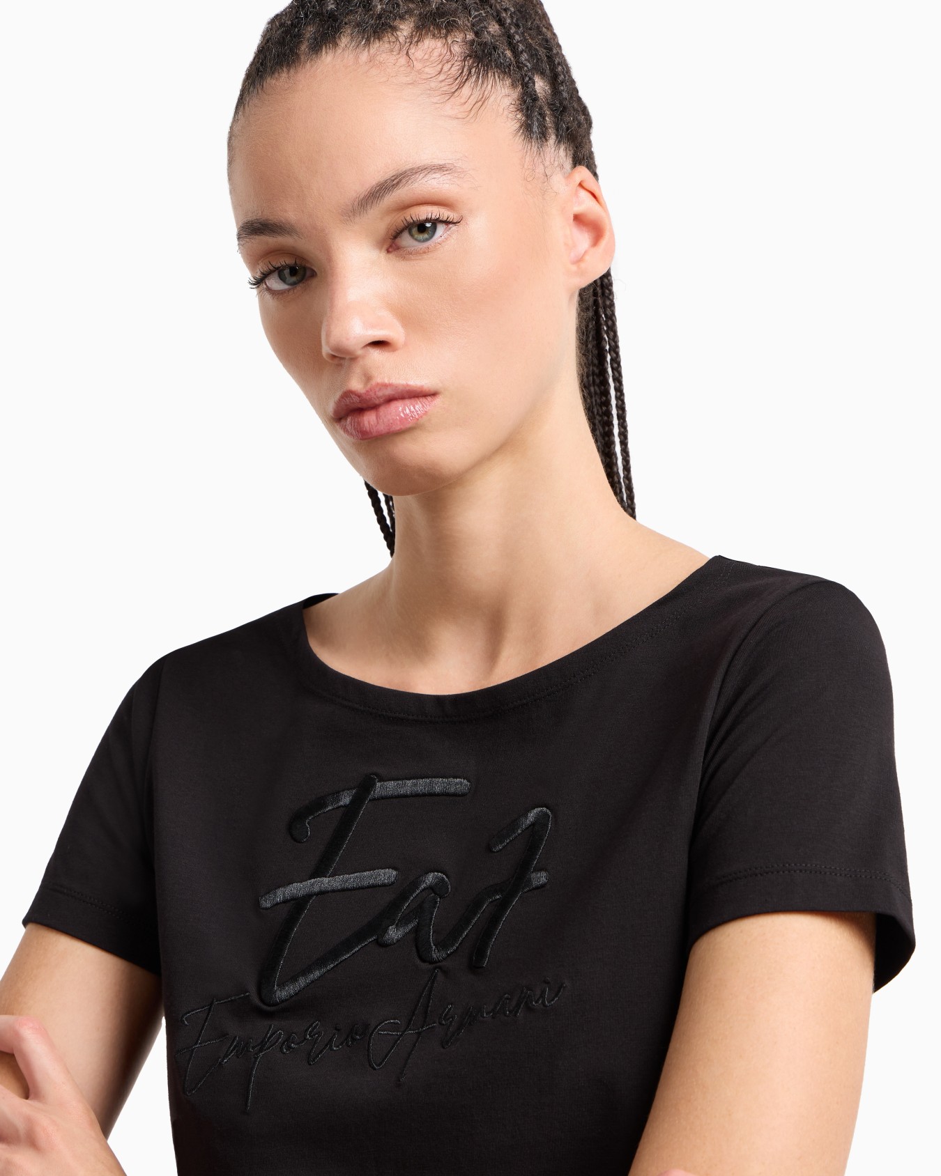 Logo Series stretch-cotton boat-neck T-shirt Slide 4