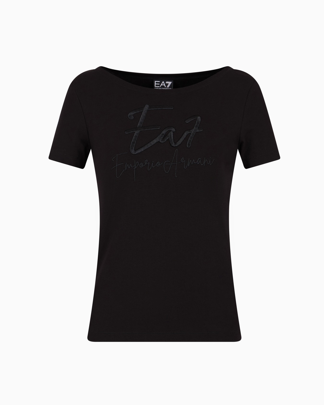 Logo Series stretch-cotton boat-neck T-shirt Slide 0