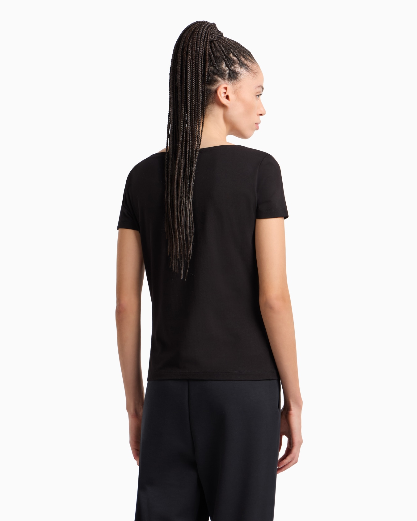 Logo Series stretch-cotton boat-neck T-shirt Slide 2