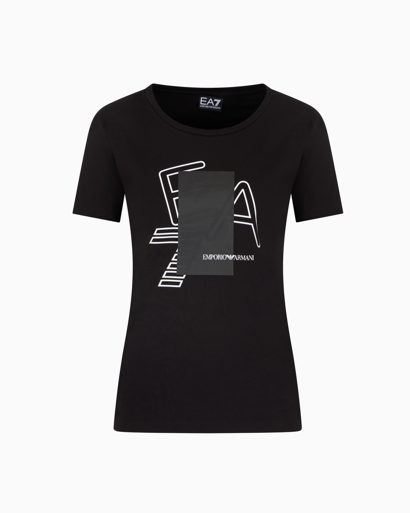 Camiseta de cuello redondo Logo Series de algodón elástico  Diapositiva 0