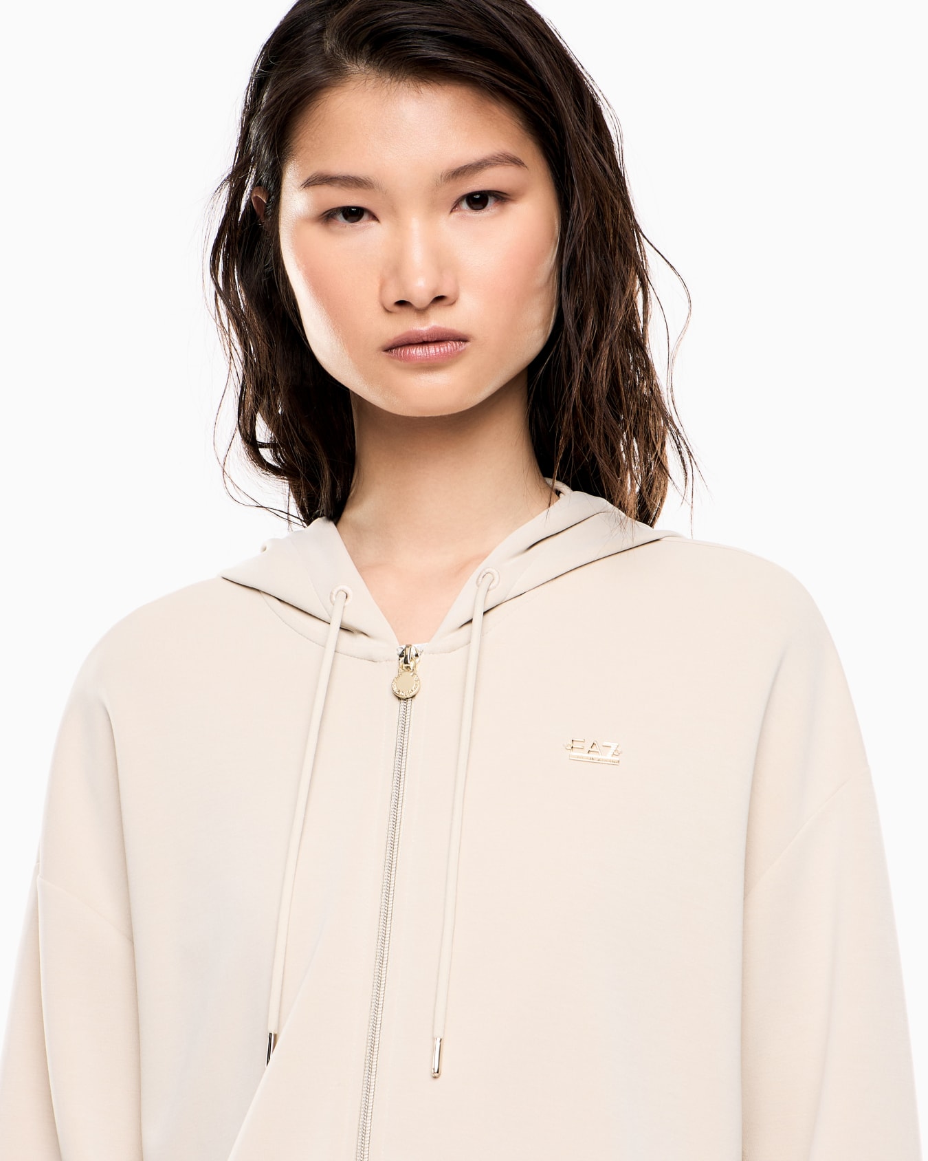 Felpa con cappuccio Core Lady in interlock di misto modal stretch Slide 4