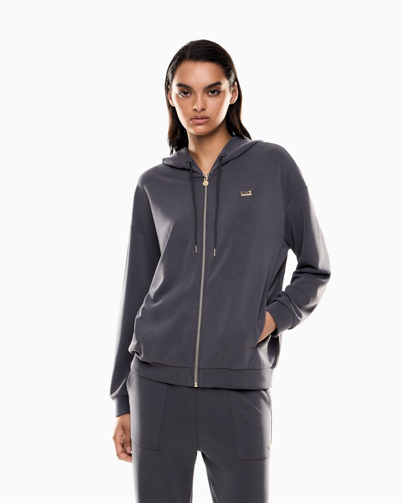 Core Lady hooded sweatshirt in a stretch modal blend interlock Slide 3