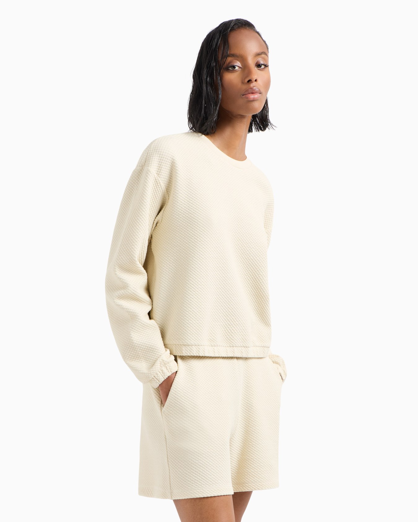 Sweatshirt mit Rundhalsausschnitt aus Baumwollstretch-Mischgewebe  Folie 3