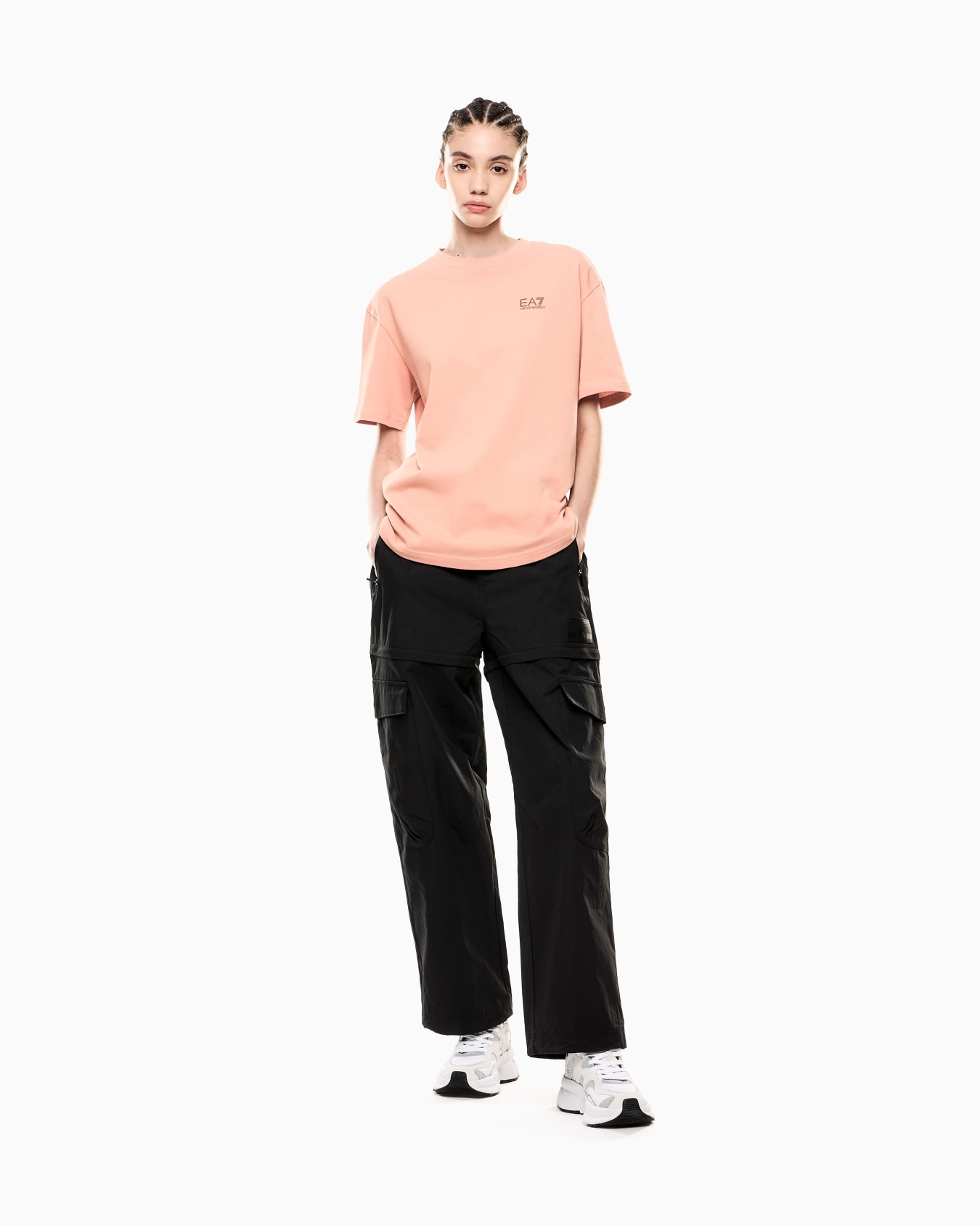 Pure cotton-jersey crew-neck T-shirt with an oversized print Slide 1