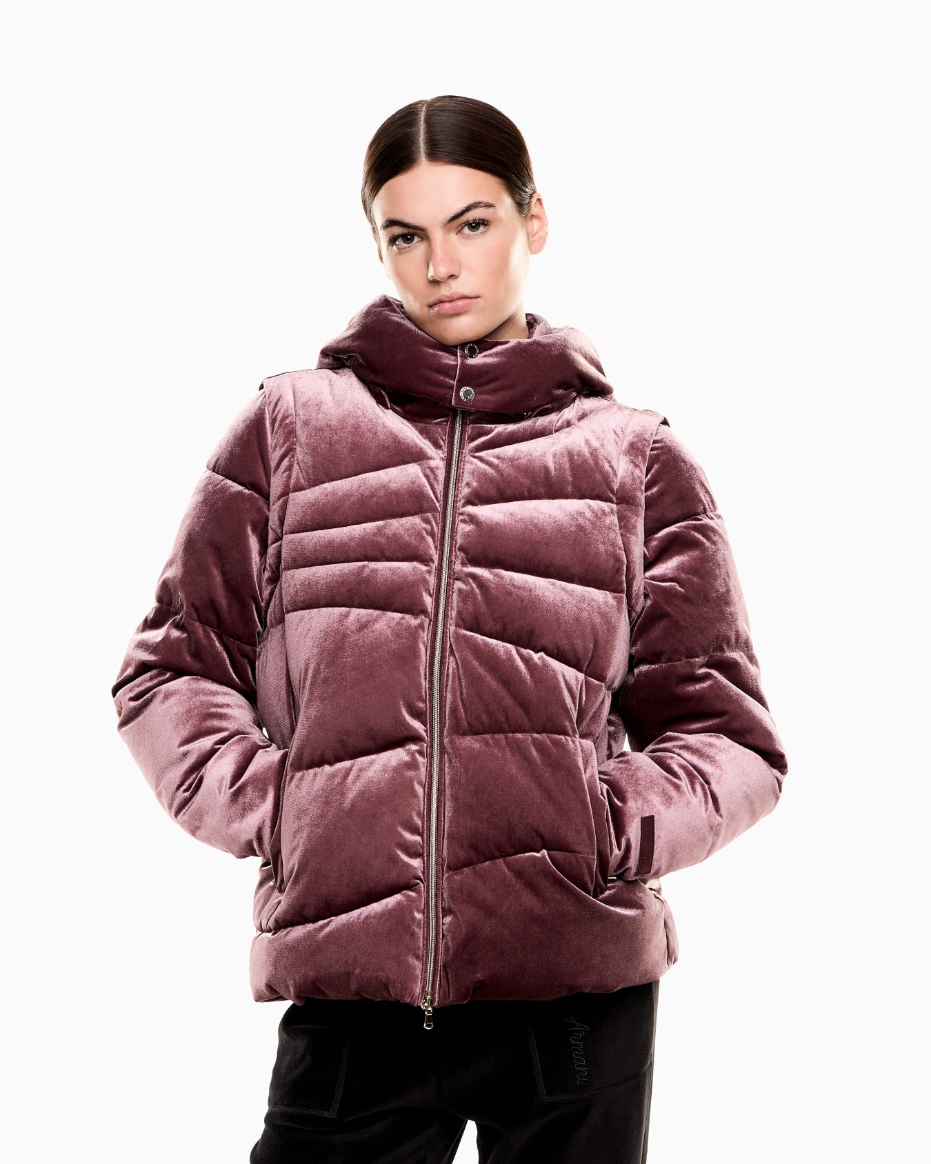 Athletic Velour wattierte Jacke aus elastischem Samt Folie 3