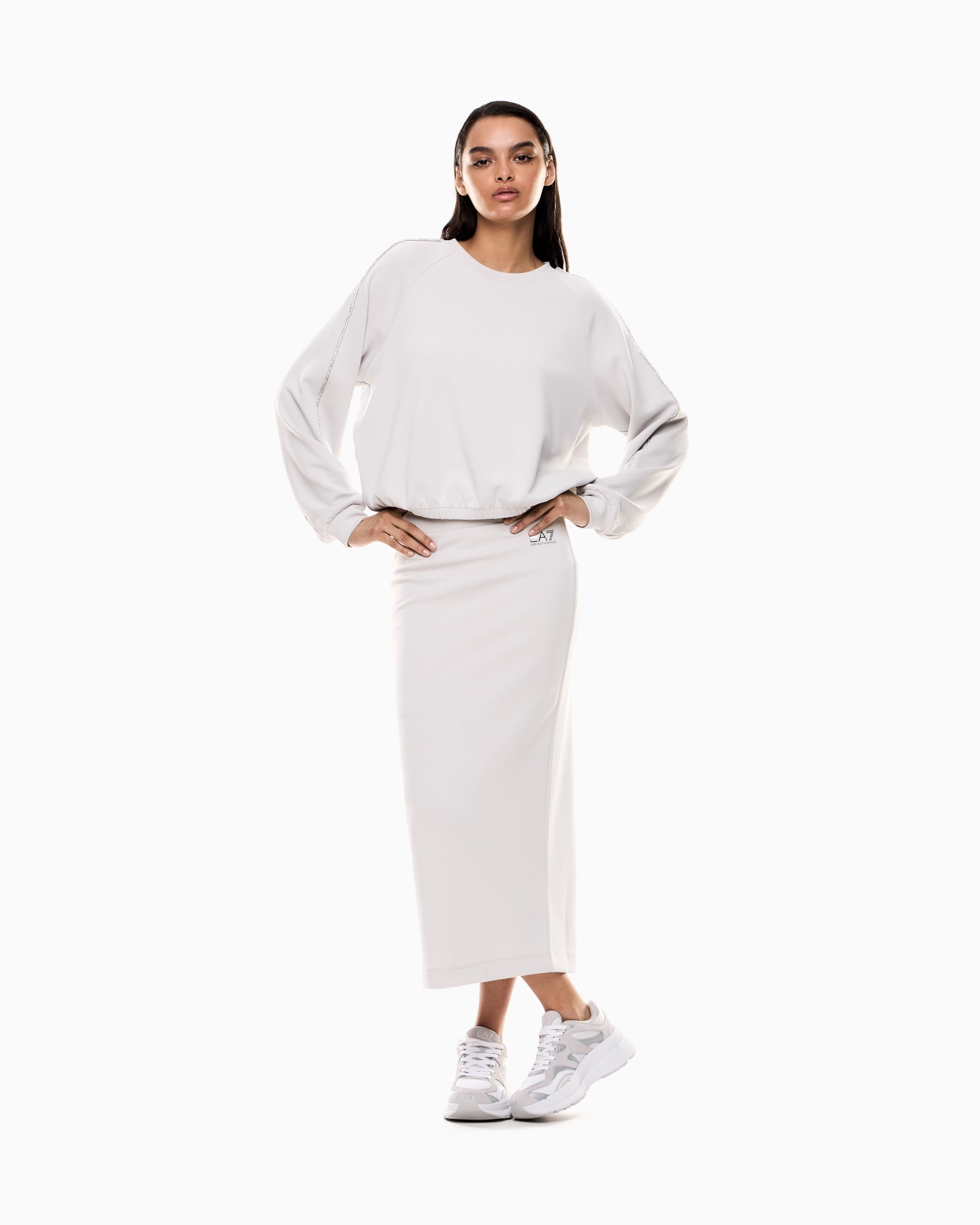 Sweat-shirt ras-du-cou Precious en interlock de modal stretch Diapositive 1