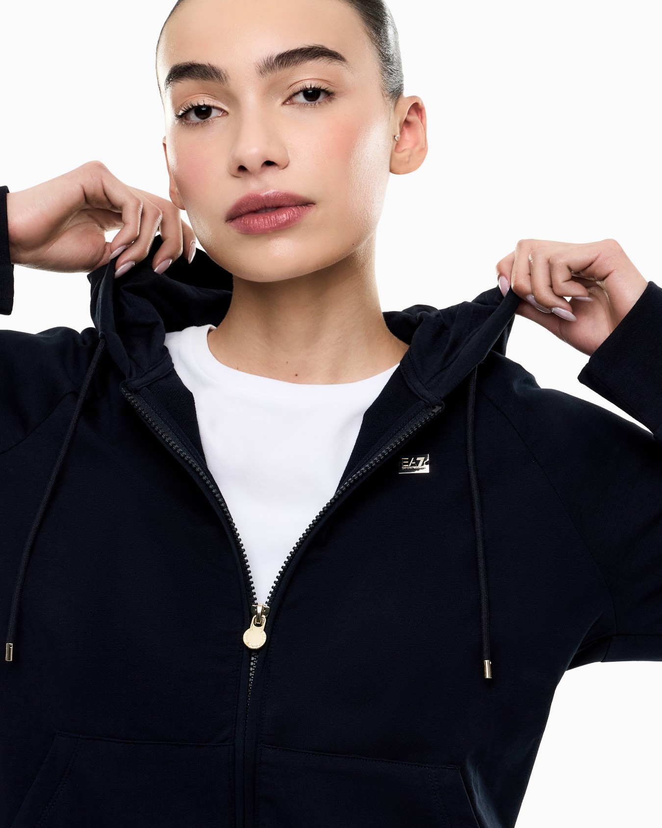 Stretch-cotton hooded Core Lady sweatshirt Slide 4