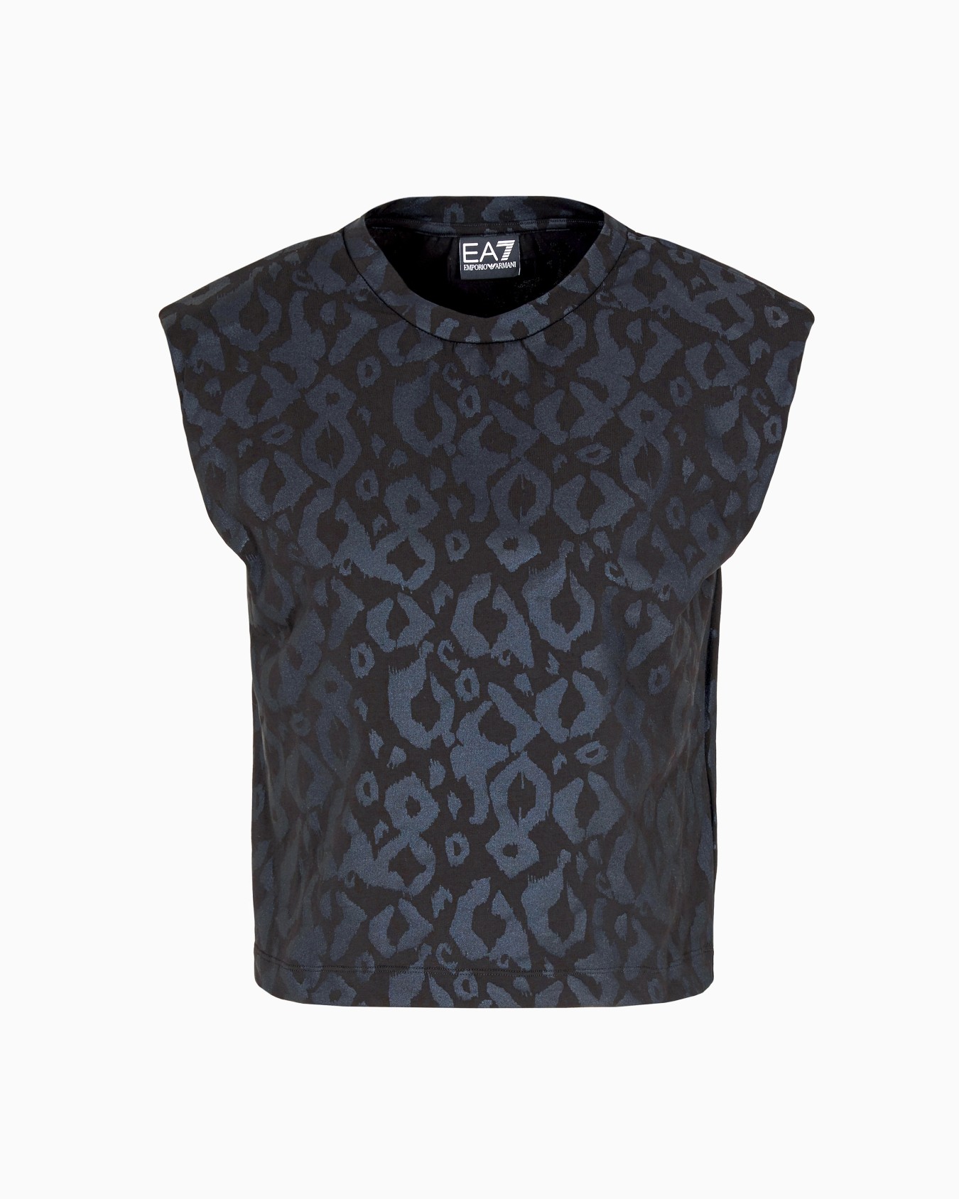 Top de cuello redondo de algodón elástico Graphic Series Diapositiva 0