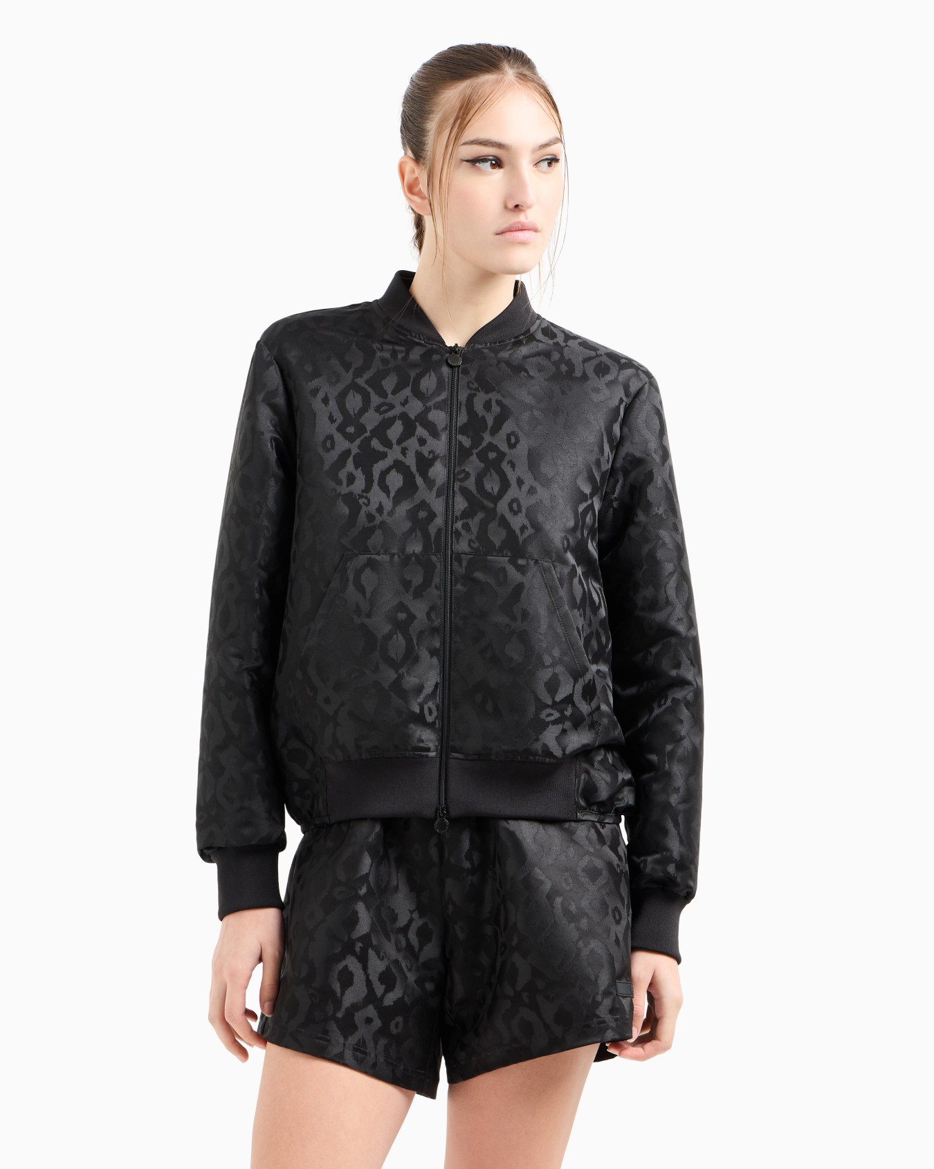 Graphic Series animal print satin bomber jacket Slide 3
