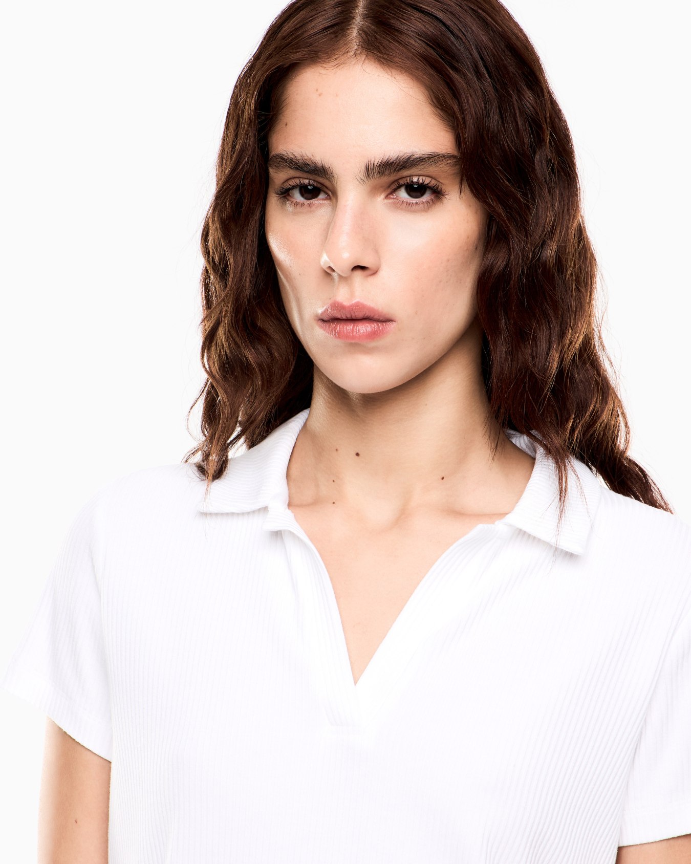 T-shirt col polo en jersey de viscose stretch Diapositive 4