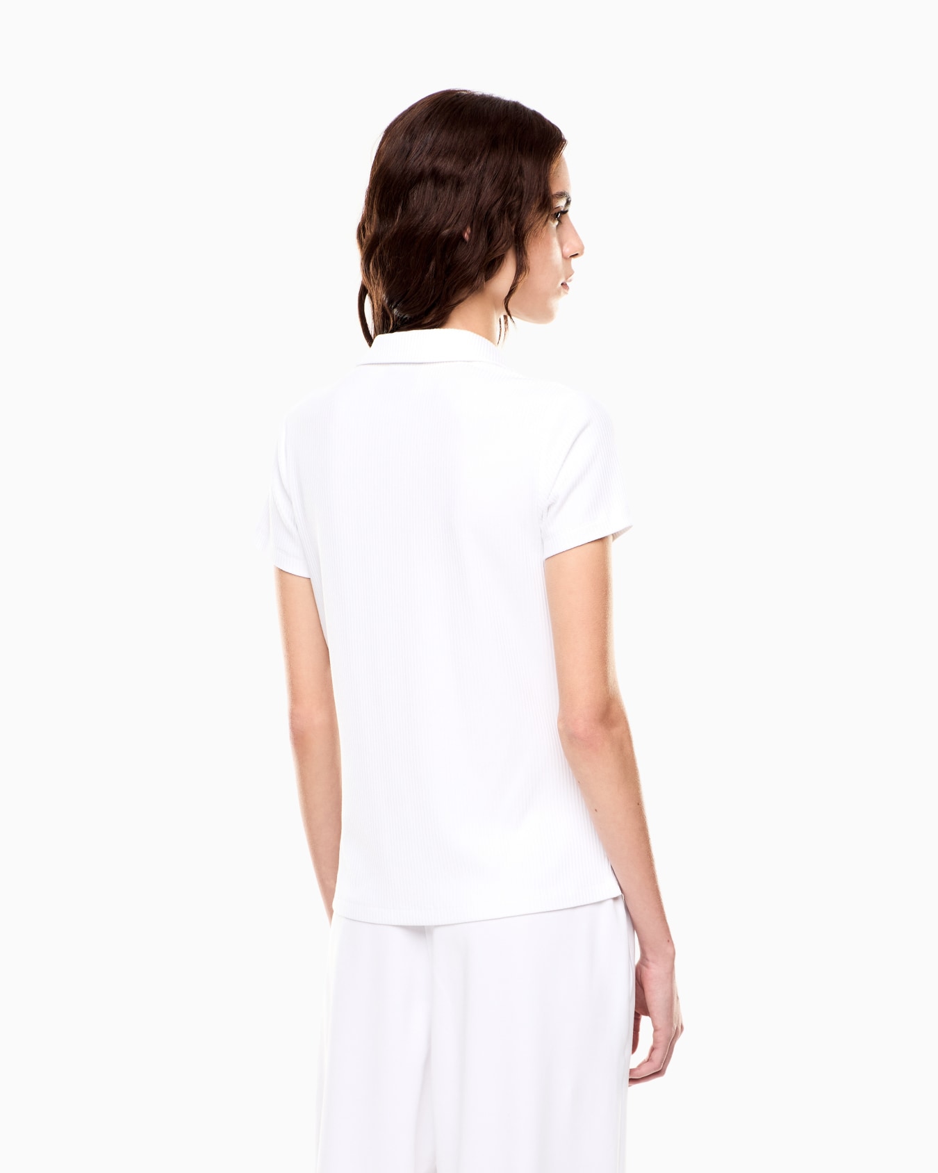 T-shirt col polo en jersey de viscose stretch Diapositive 2