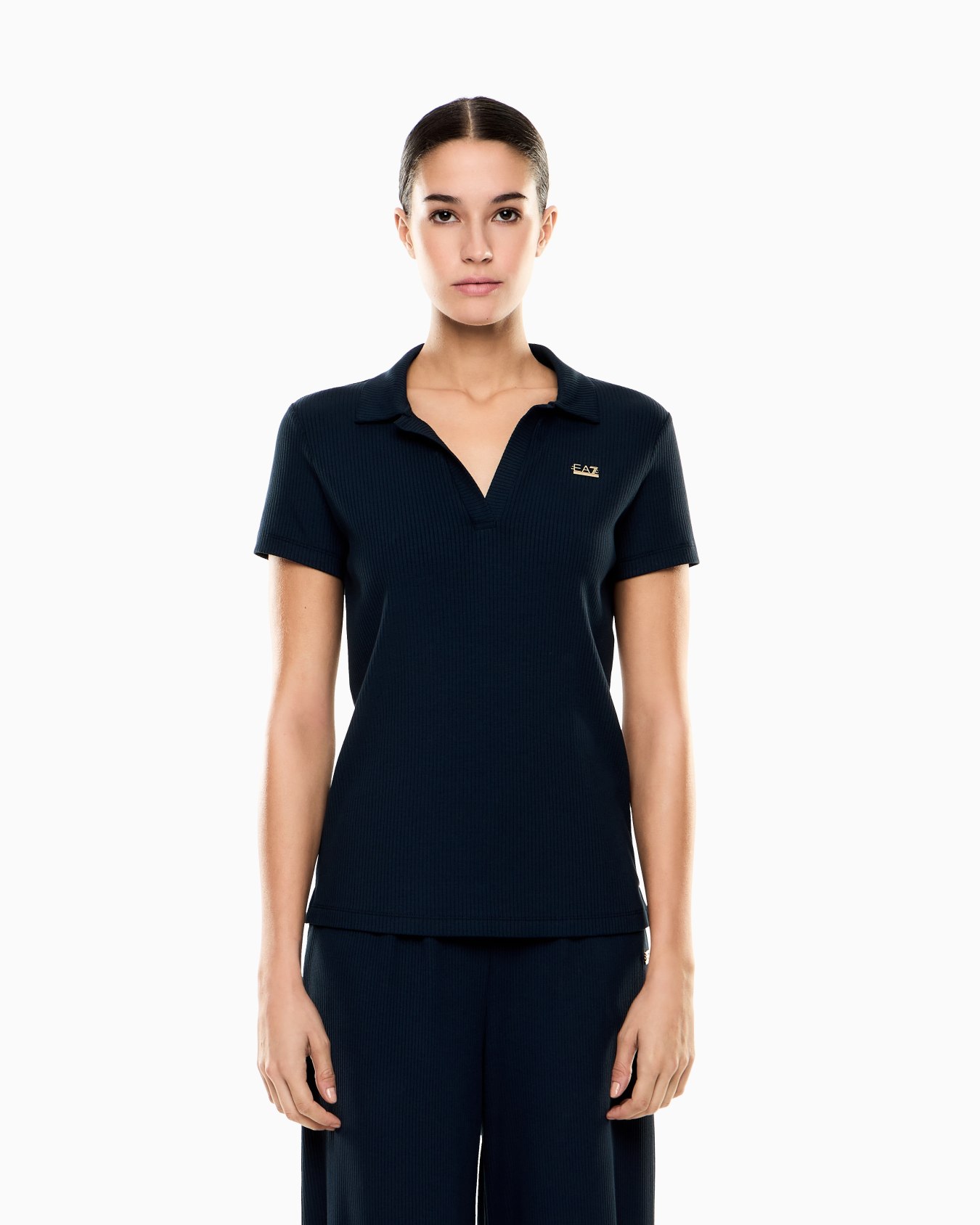  stretch viscose jersey polo-neckline T-shirt Slide 3