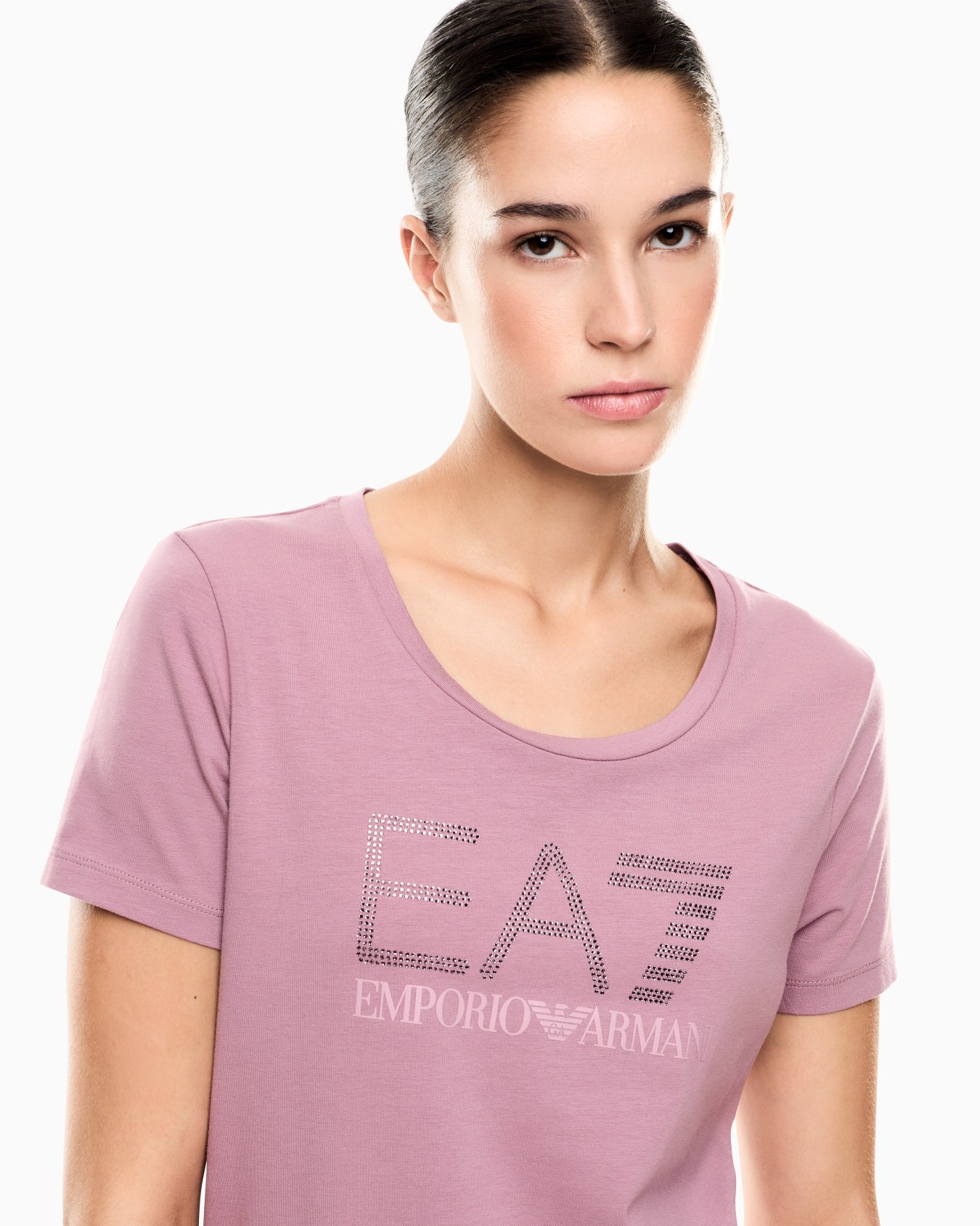 Logo Series stretch-cotton crew-neck T-shirt with rhinestones Slide 4