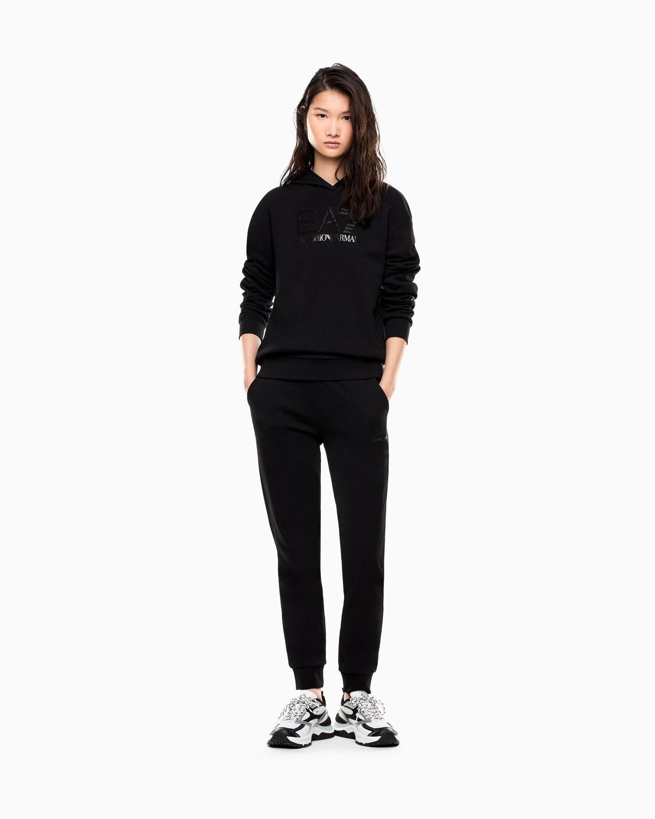 Logo Series Sweatshirt mit Kapuze aus einer Bio-Baumwoll-Mischung mit Strass-Details Folie 1