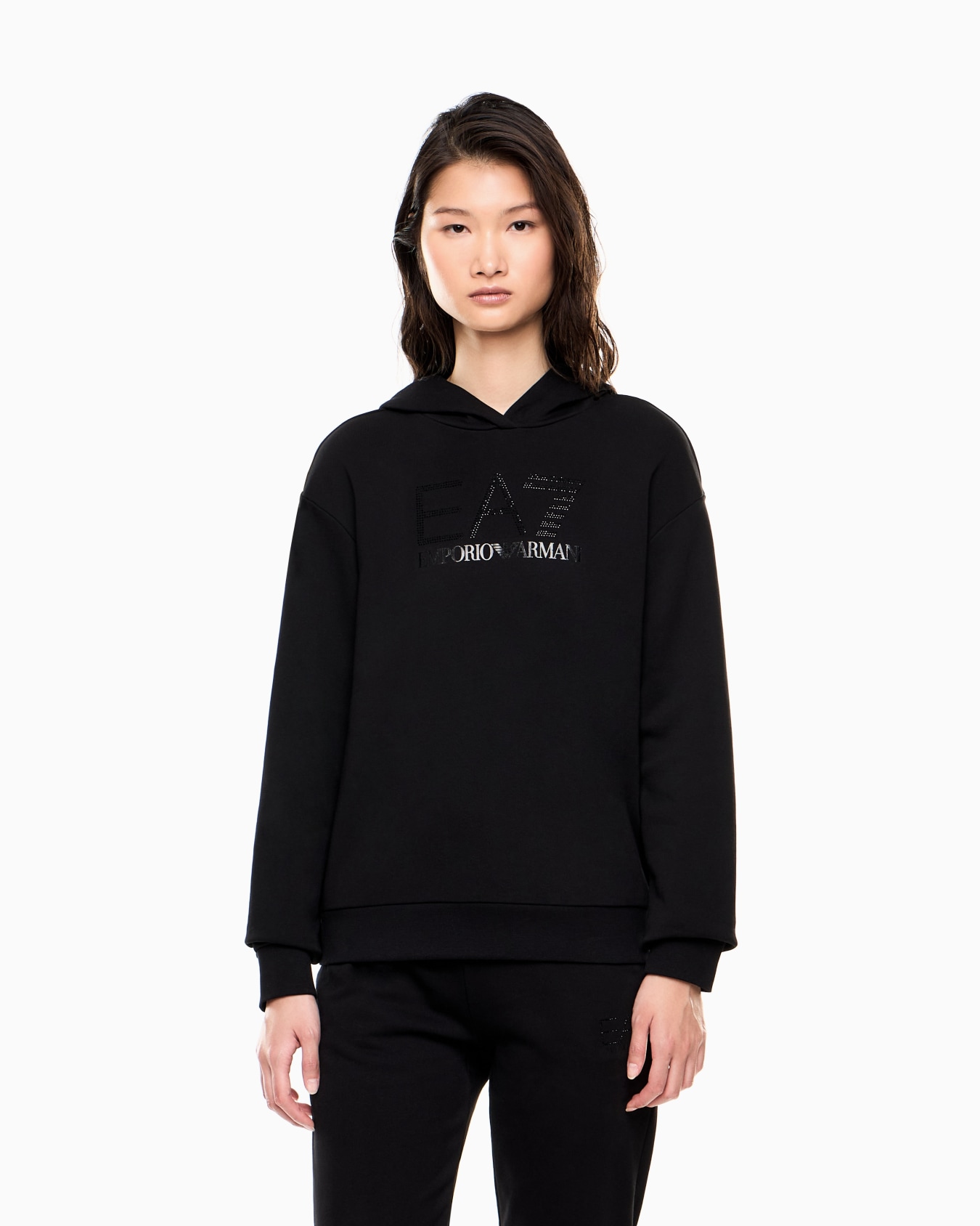 Logo Series Sweatshirt mit Kapuze aus einer Bio-Baumwoll-Mischung mit Strass-Details Folie 3