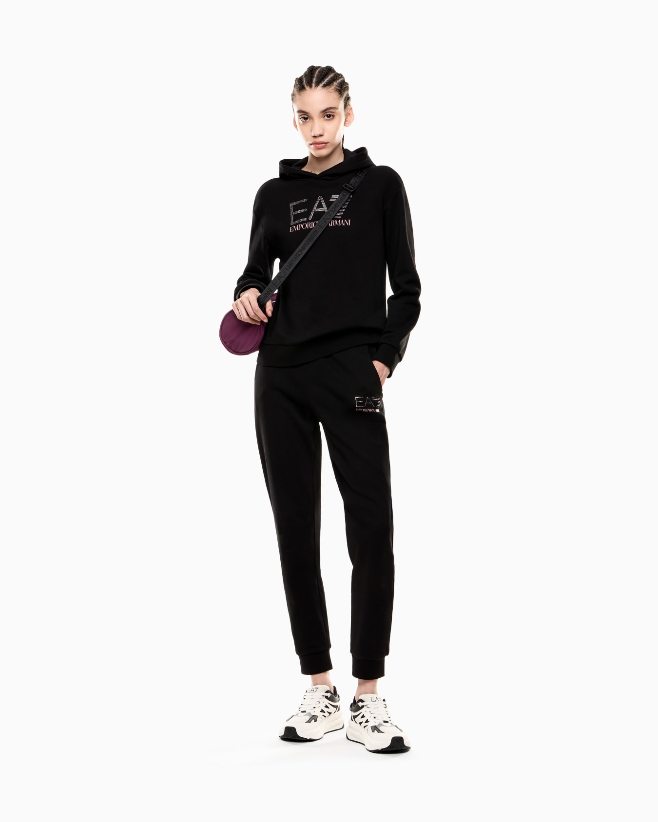 Logo Series Sweatshirt mit Kapuze aus einer Bio-Baumwoll-Mischung mit Strass-Details Folie 1