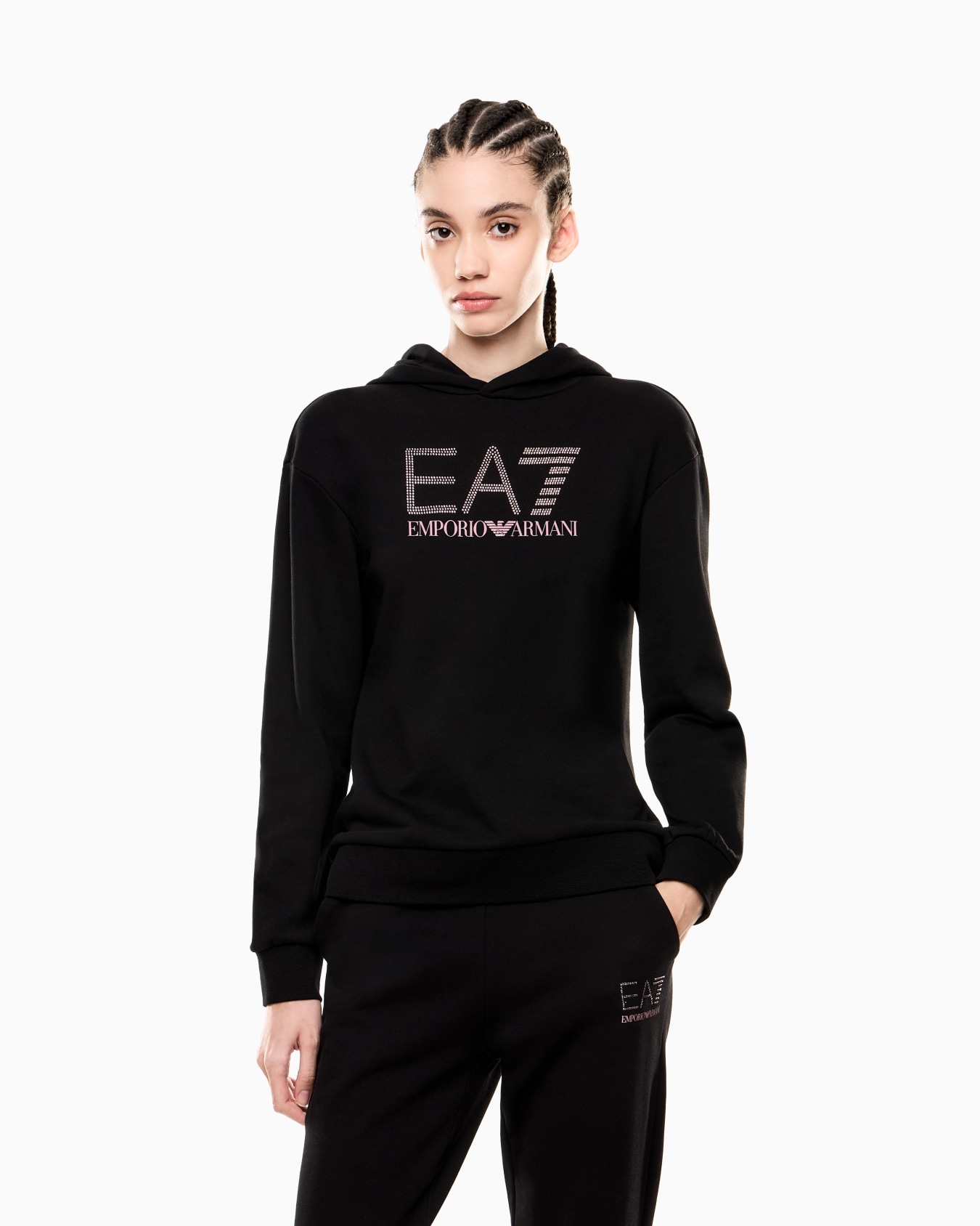 Logo Series Sweatshirt mit Kapuze aus einer Bio-Baumwoll-Mischung mit Strass-Details Folie 3