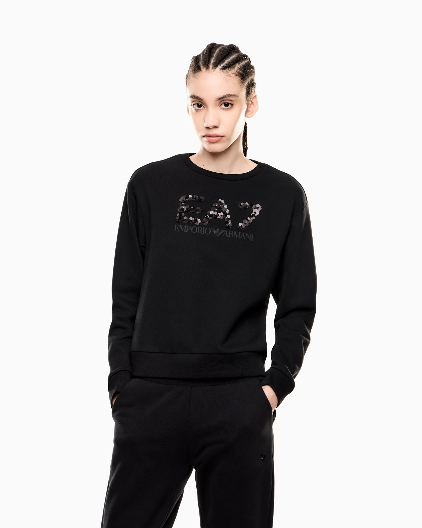 Sweat-shirt ras-du-cou en mélange de coton Diapositive 3